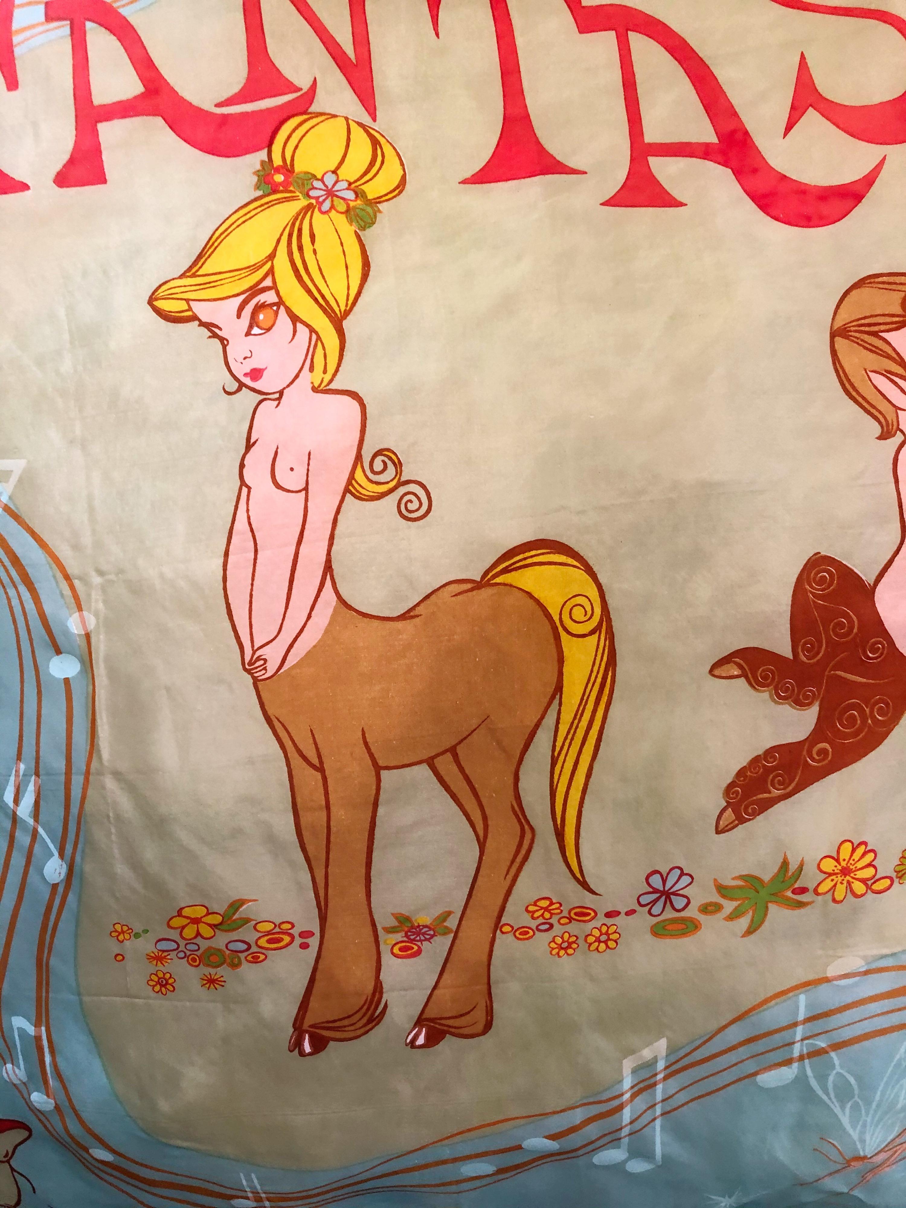 Seltener 1940er Disney Fantasia Centaur Cartoon Seide Rayon 30 x 30 Vintage 40er Jahre Schal im Angebot 6