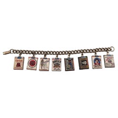 Rare 1940's Early EPPY Novelty Cigarette Pack Smoking Charm Bracelet w/ 8 Charms