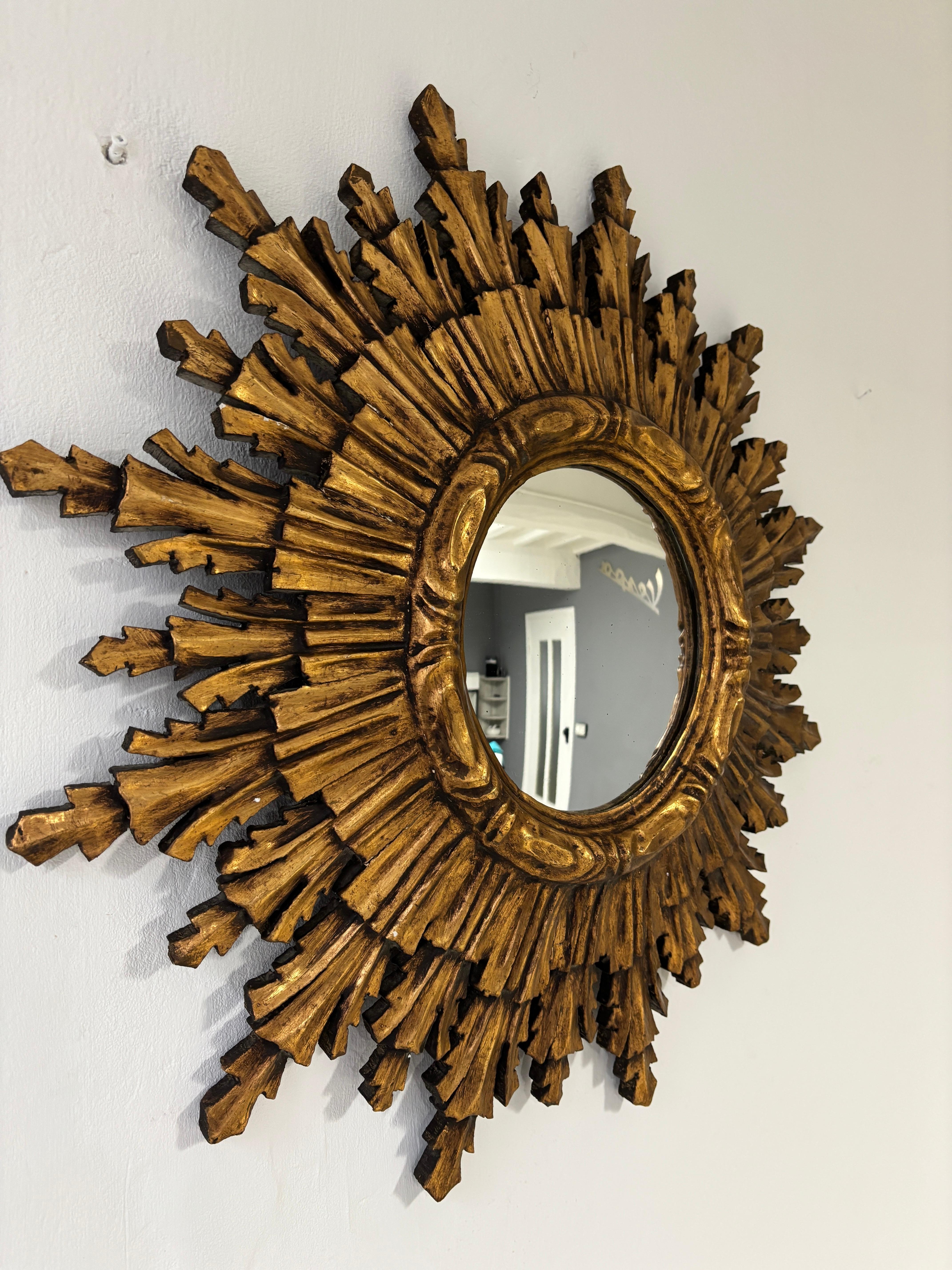 Mid-Century moderno Raro specchio francese Big 24
