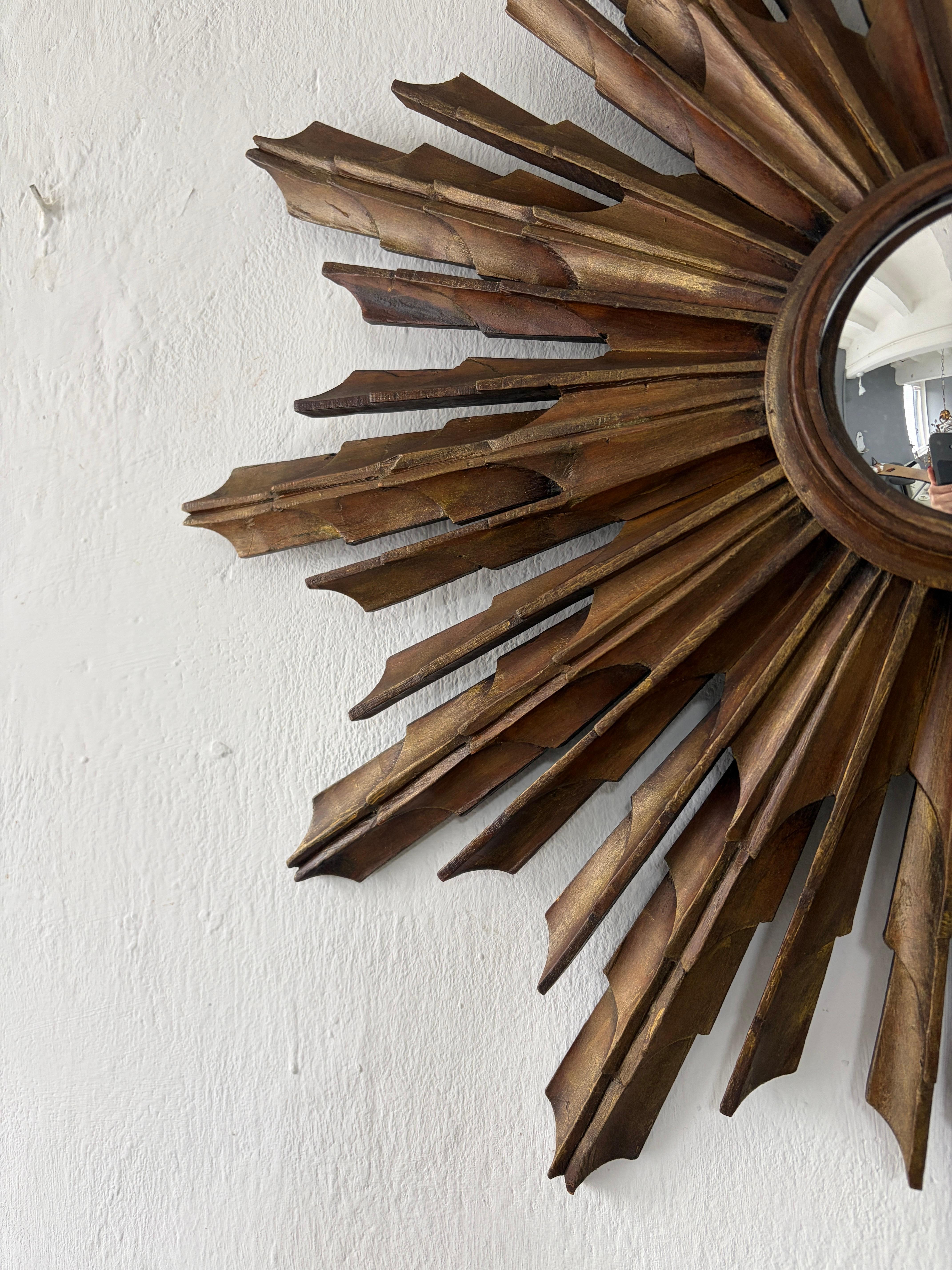 Legno dorato Raro specchio francese Big 24