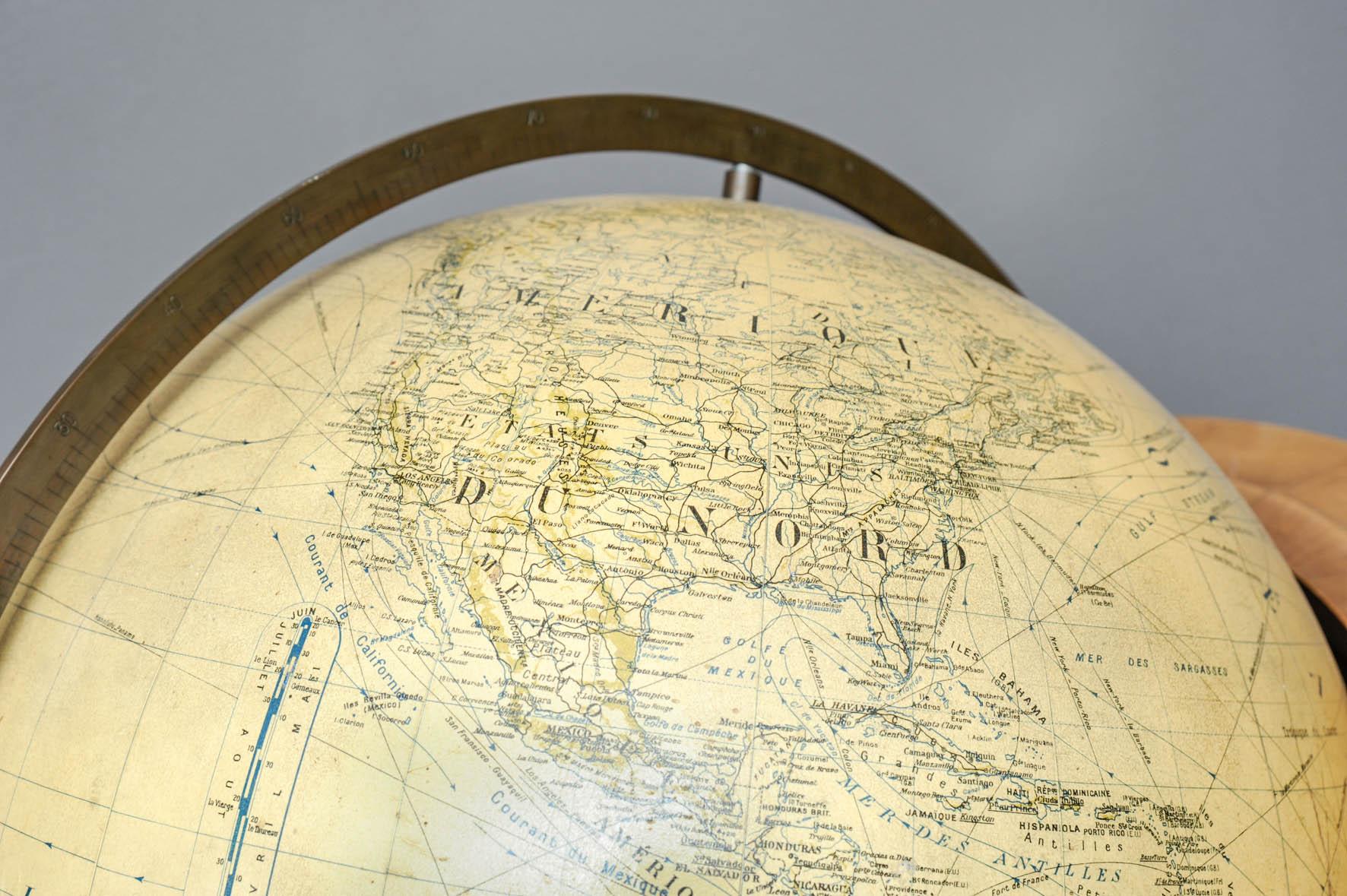 Rare 1940s Globe Map by Adnet For Sale 2