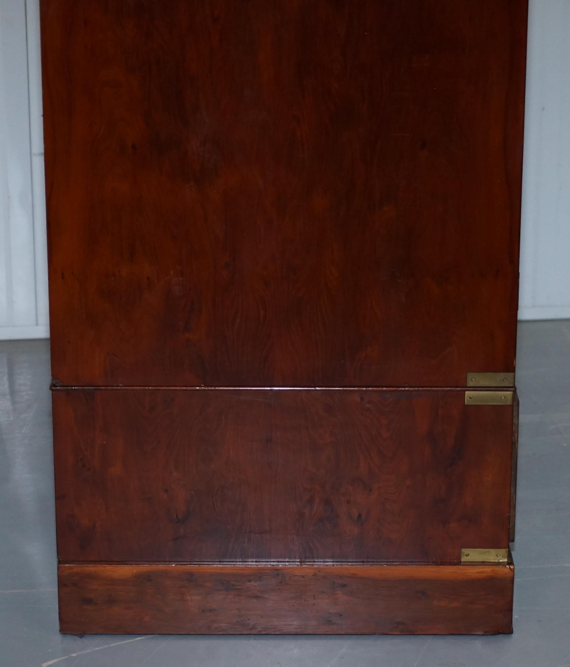 Rare 1940s Harrods London Military Campaign Wardrobe Mahogany & Brass Drawers 9