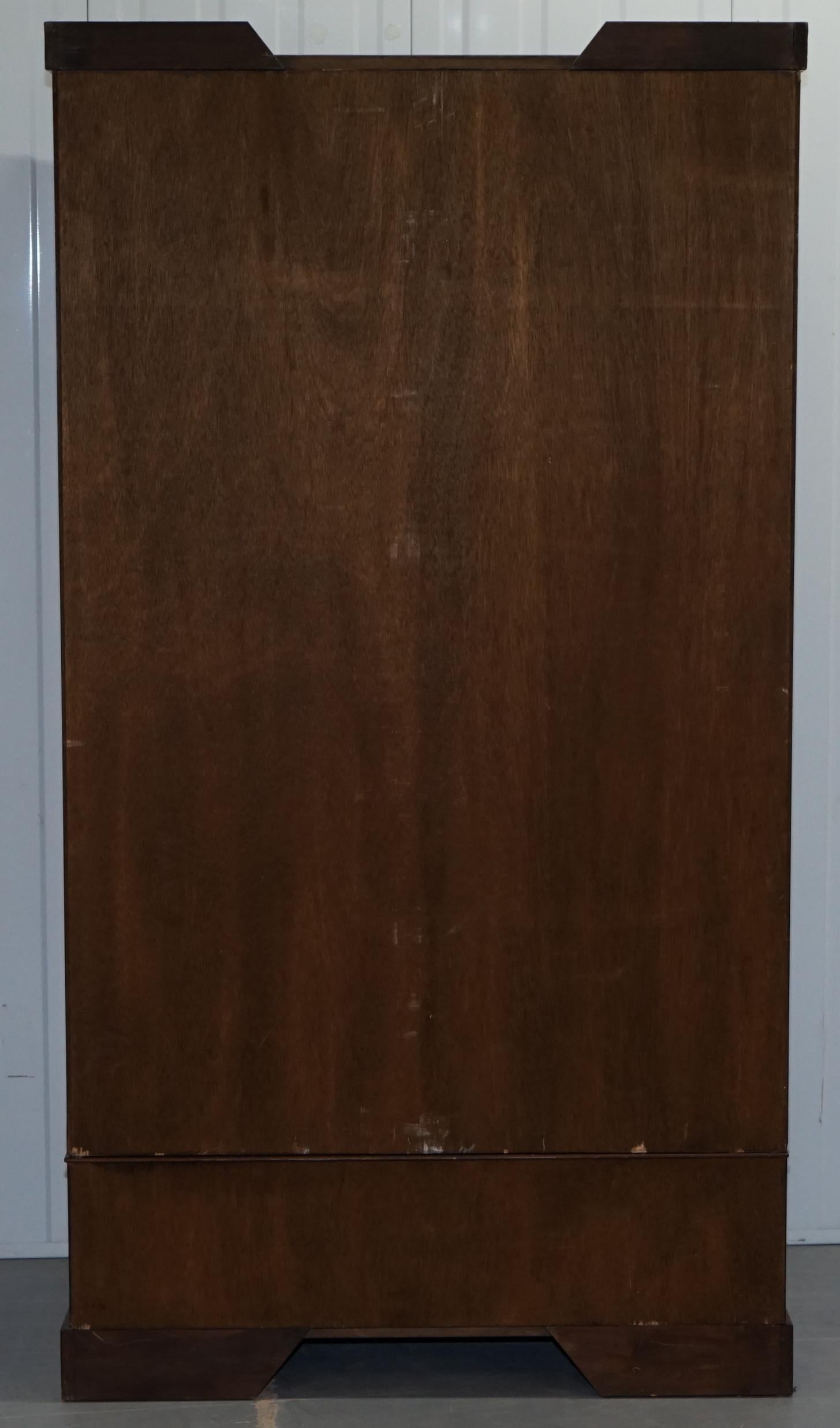 Rare 1940s Harrods London Military Campaign Wardrobe Mahogany & Brass Drawers 10