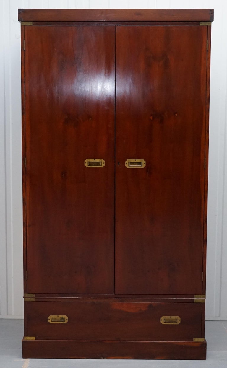 Rare 1940s Harrods London Military Campaign Wardrobe Mahogany And