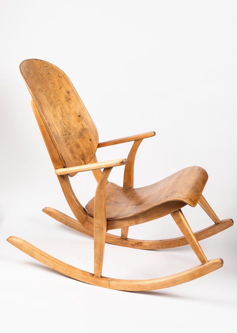 Finnish Rare 1940s Rocking Chair by Ilmari Tapiovaara For Sale