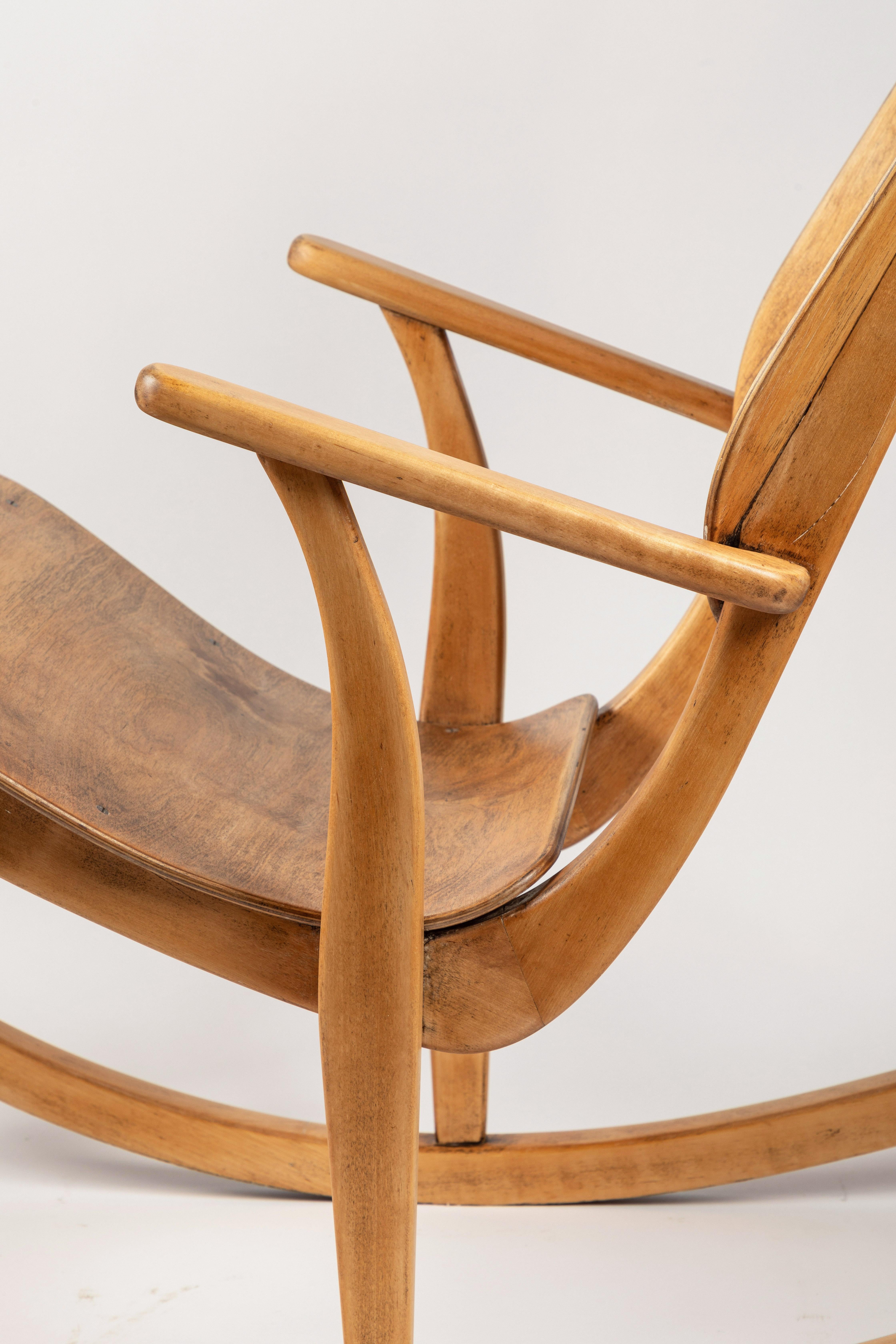Mid-20th Century Rare 1940s Rocking Chair by Ilmari Tapiovaara