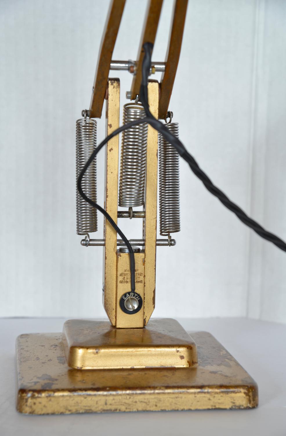 Rare 1940s Two-Step Herbert Terry Gold Anglepoise Task Industrial Lamp England 6