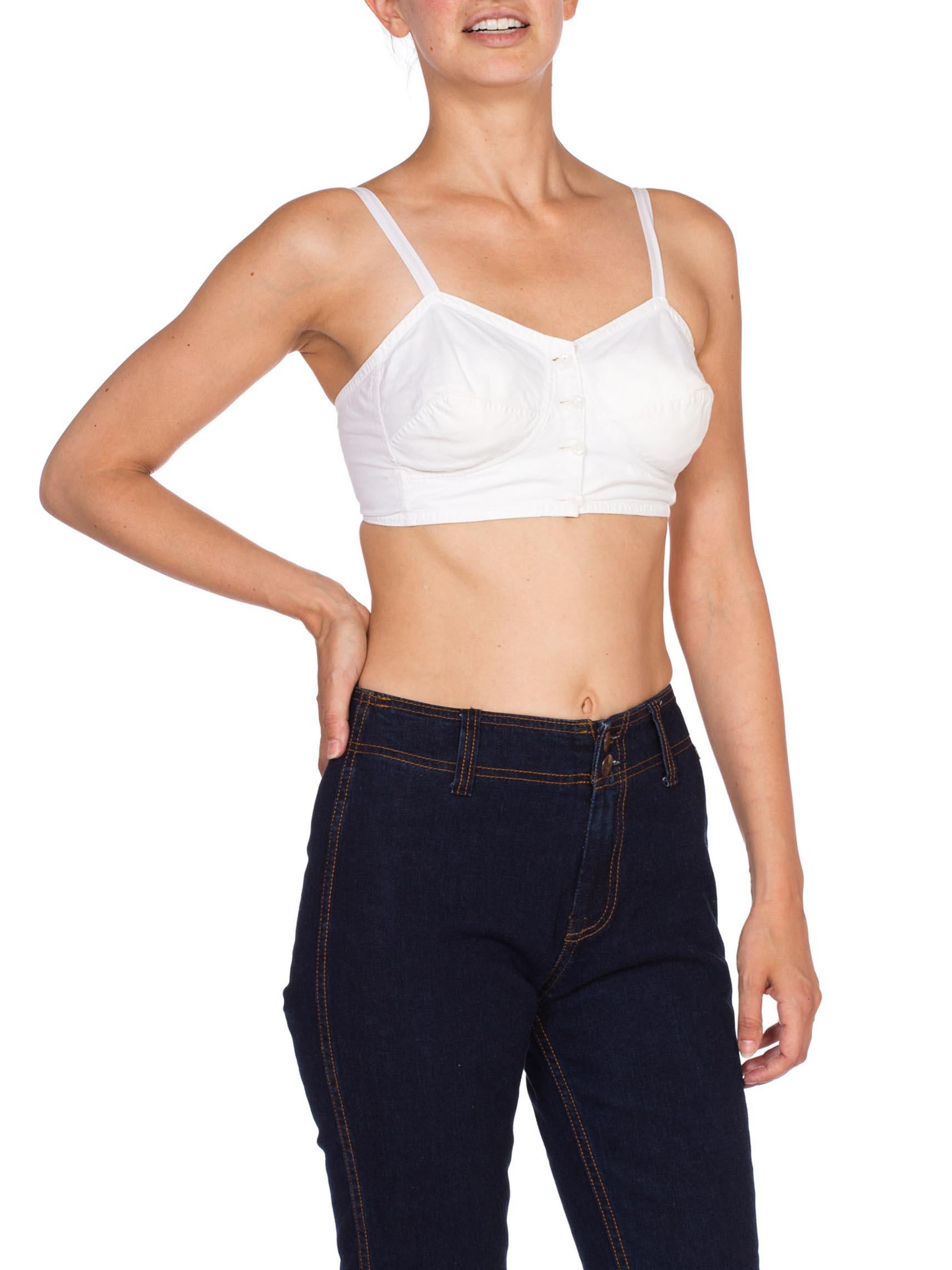 Gray 1940'S Rare Utilitarian White Cotton  Bra For Sale