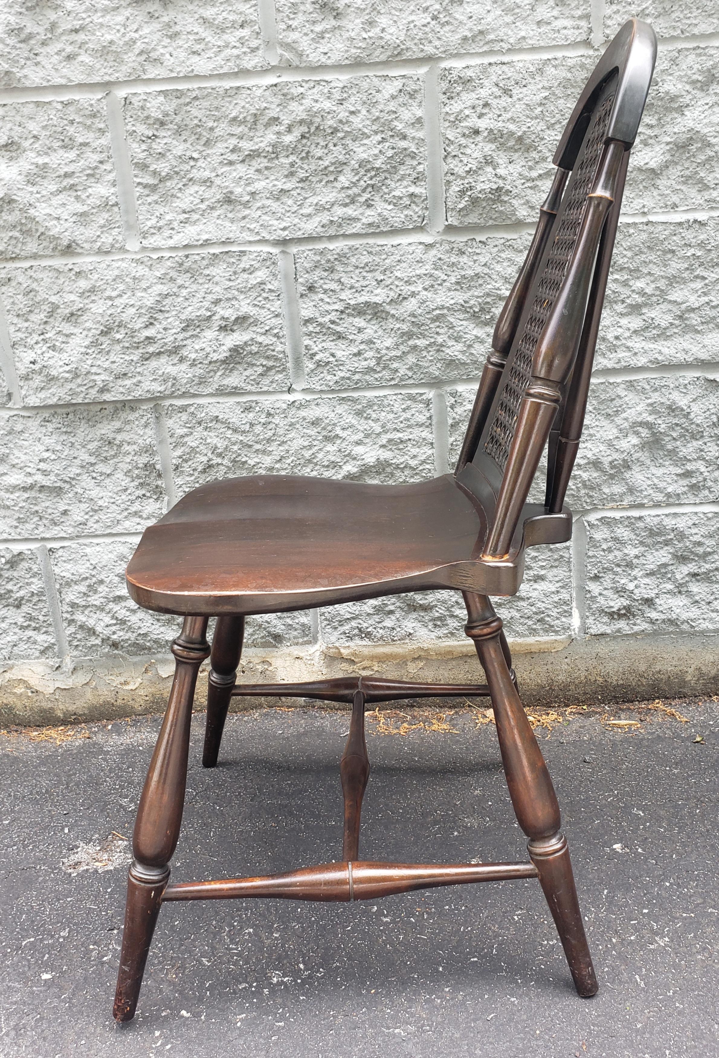 Rare 1940s Walnut and Cane Brace Back Windsor Chair In Good Condition For Sale In Germantown, MD