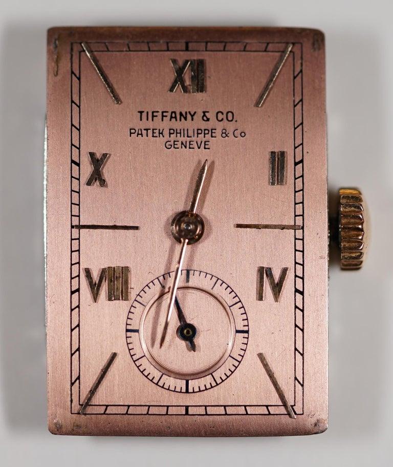 Rare 1942 Solid Rose Gold Patek Philippe & Tiffany & Co. Men's Watch & Paperwork 3