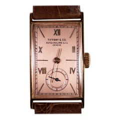 Rare 1942 Solid Rose Gold Patek Philippe & Tiffany & Co. Men's Watch & Paperwork