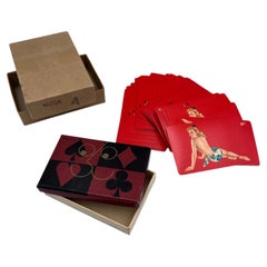 Jeu complet et rare de cartes à jouer « Esquire Varga Arrco Blonde Pin-Up » datant de 1944 et inspirées de la Seconde Guerre mondiale