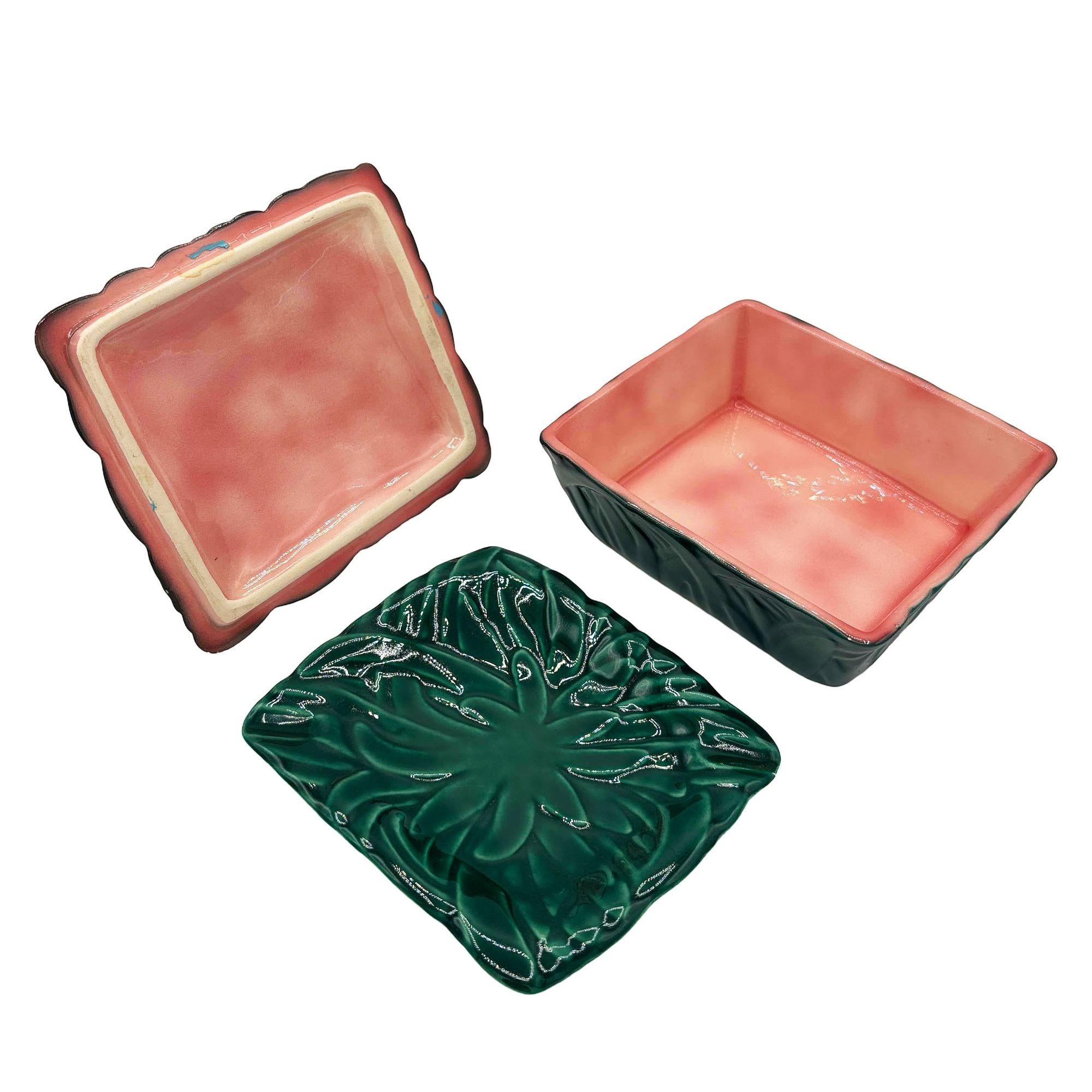 Seltene 1947 Kunst Töpferei Rosa Flamingo Zigarettenschachtel & Aschenbecher signiert Will-George (amerikanisch) im Angebot