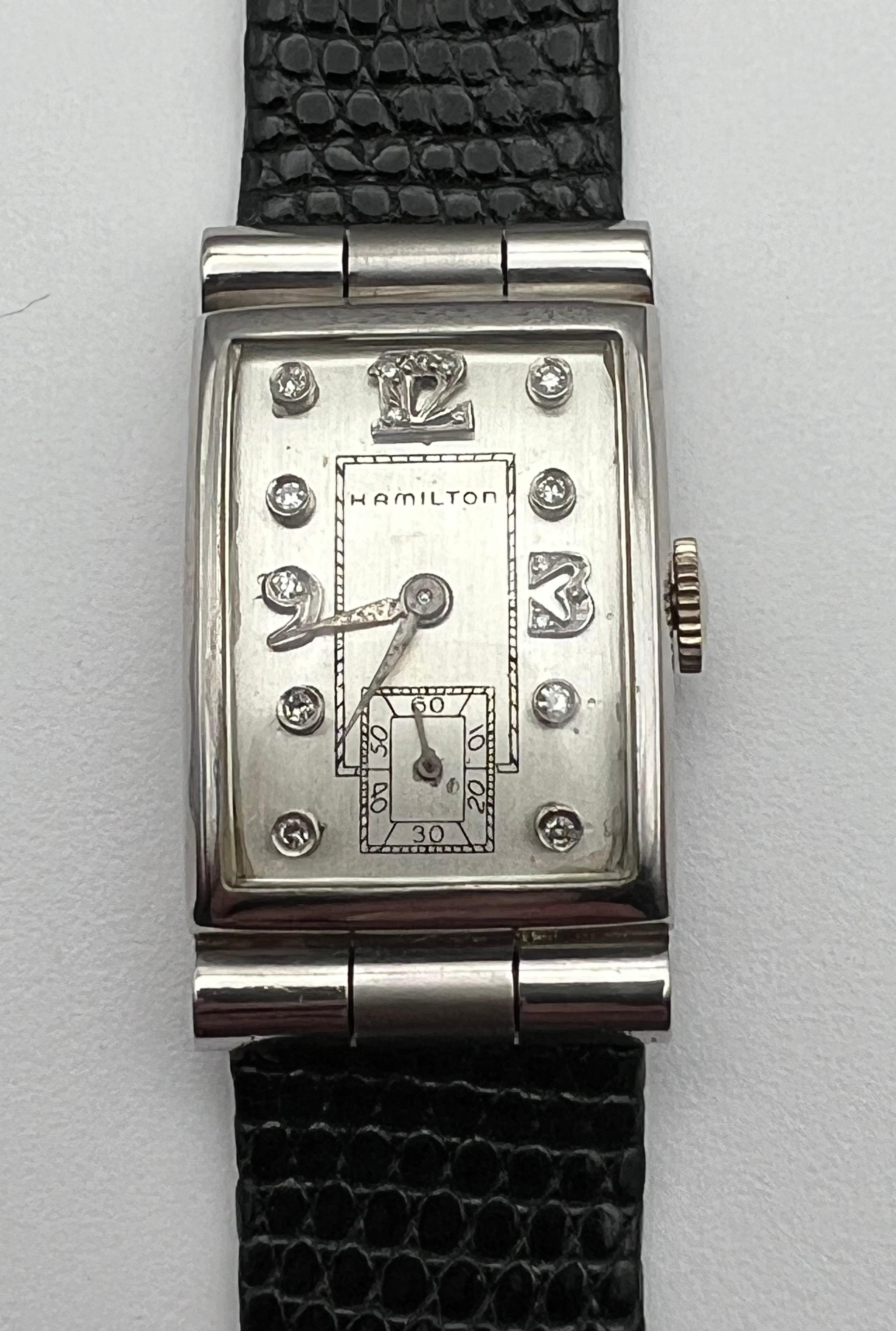 Rare 1947 Palladium / Diamant Cadran 19 Jewell en vente 1
