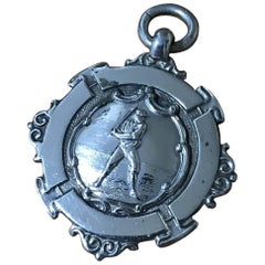 Rare 1948 Chester Sterling Silver Baseball Medal Watch Fob Pendant Stunning