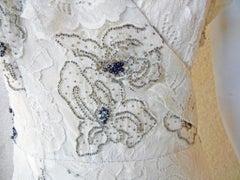 Rare 1948 Jacques Fath Beaded Chantilly Lace Dress Gown