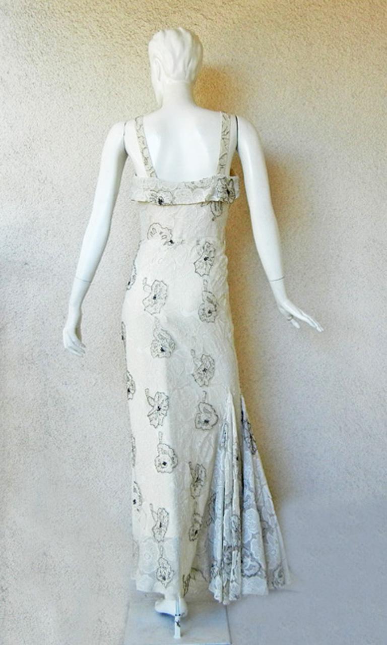 Women's Rare 1948 Jacques Fath Beaded Chantilly Lace Dress Gown For Sale