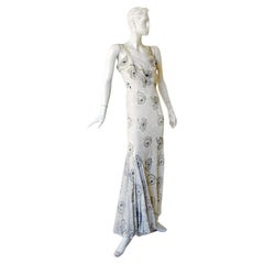 Rare 1948 Jacques Fath Beaded Chantilly Lace Dress Gown