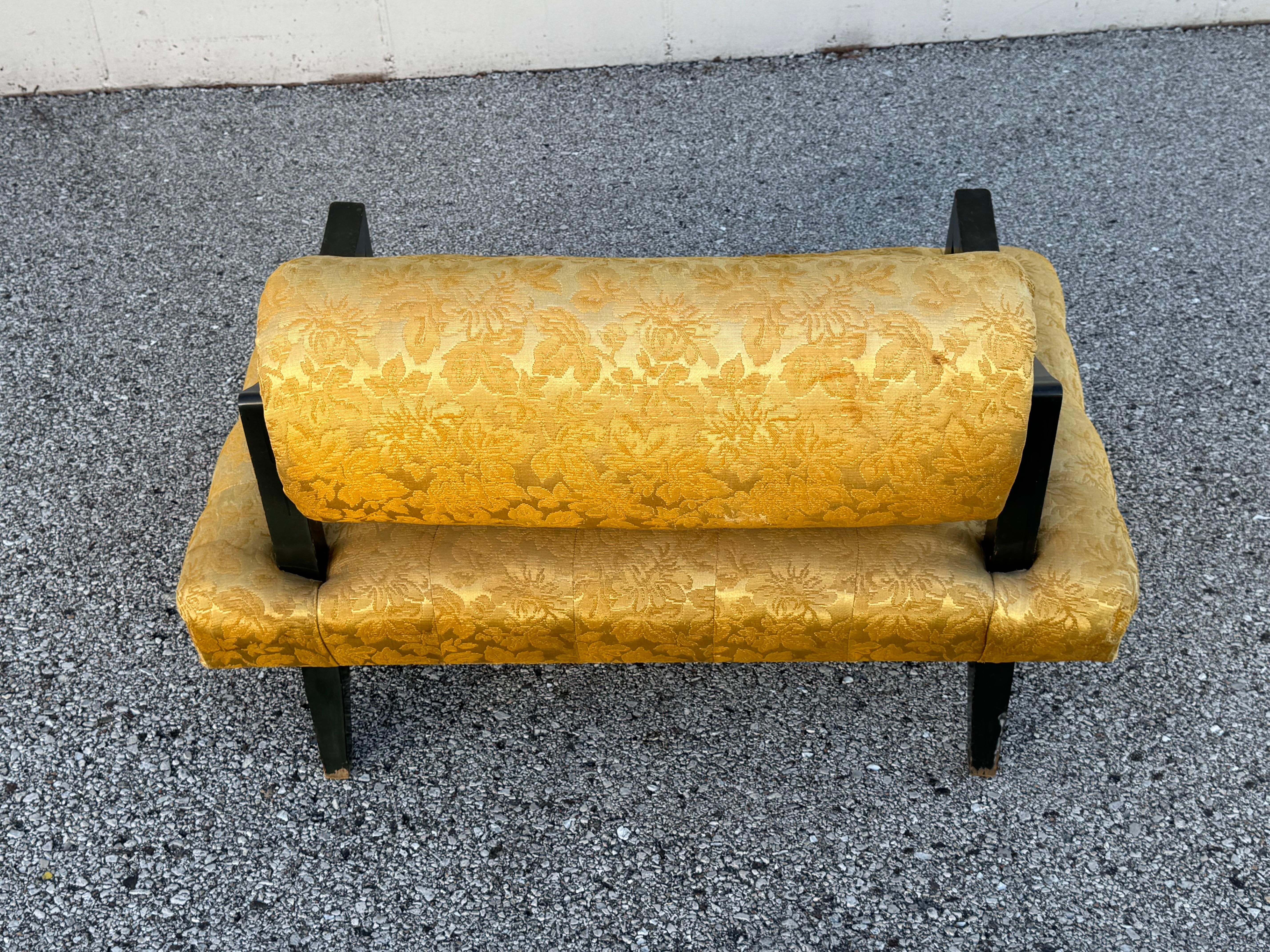 Rare 1948 James Mont Designed Wide Tufted Seat Lounge Chair Oval Back Cushion For Sale 8