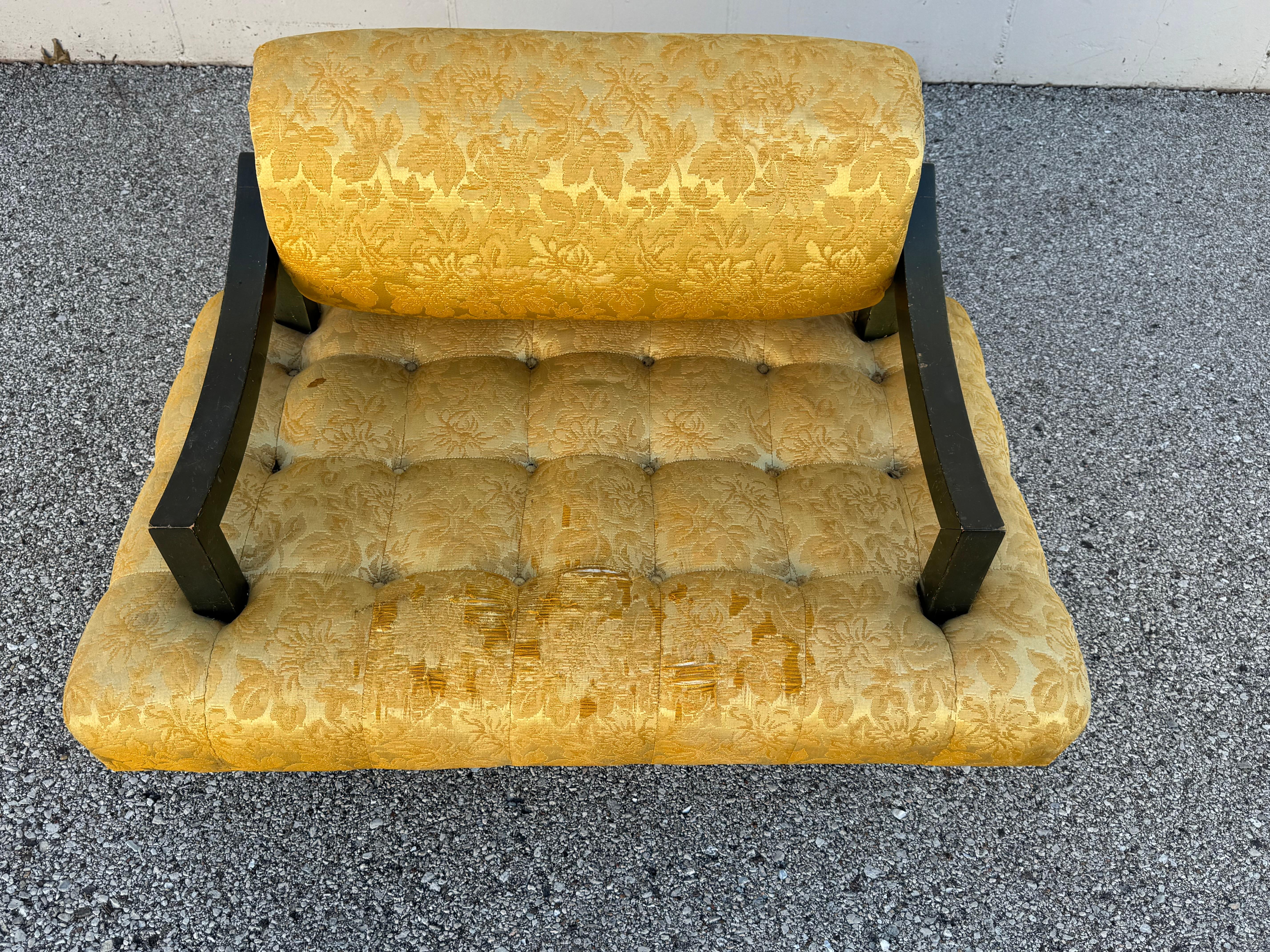 Rare 1948 James Mont Designed Wide Tufted Seat Lounge Chair Oval Back Cushion For Sale 9