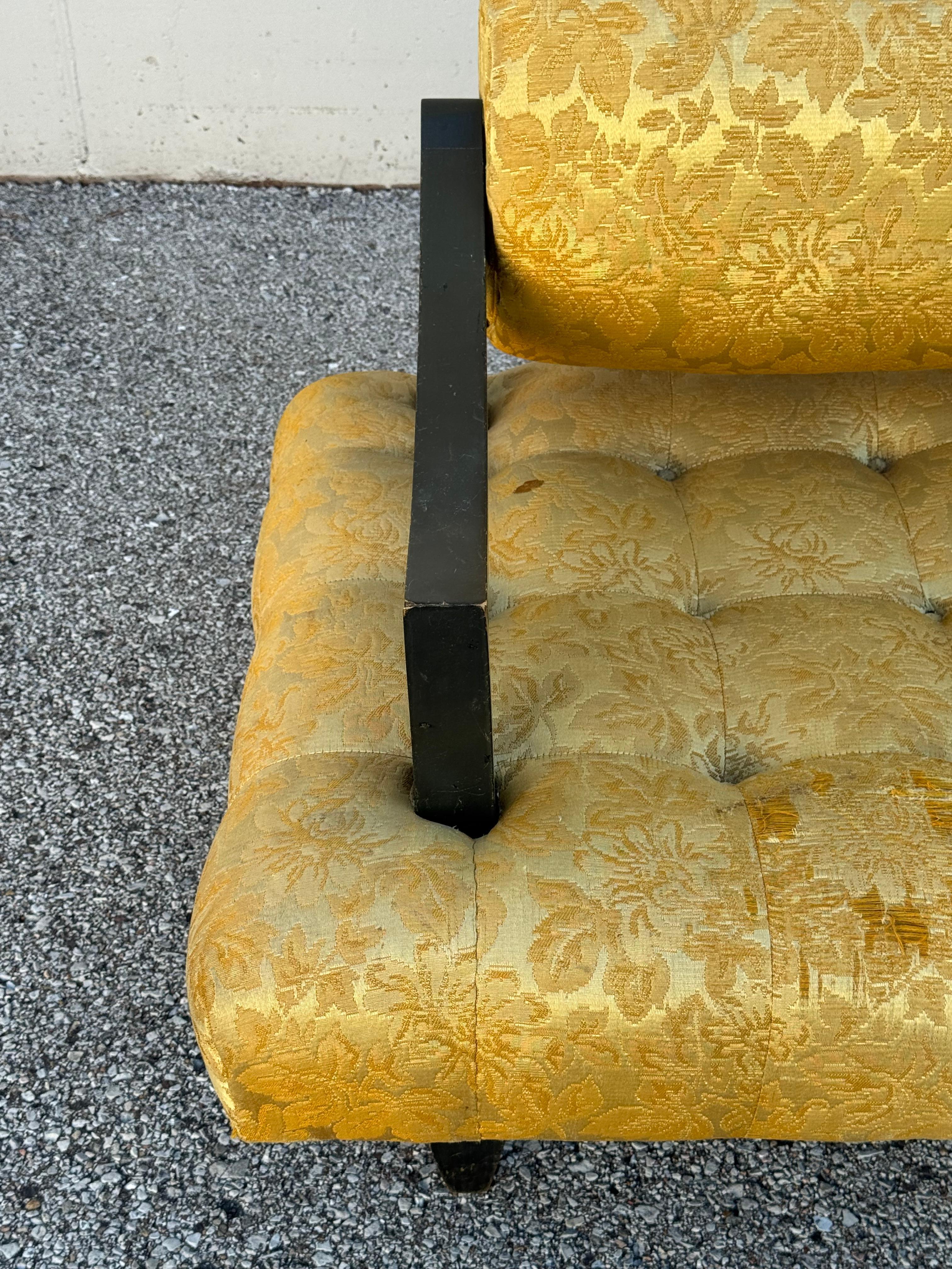 Rare 1948 James Mont Designed Wide Tufted Seat Lounge Chair Oval Back Cushion For Sale 1