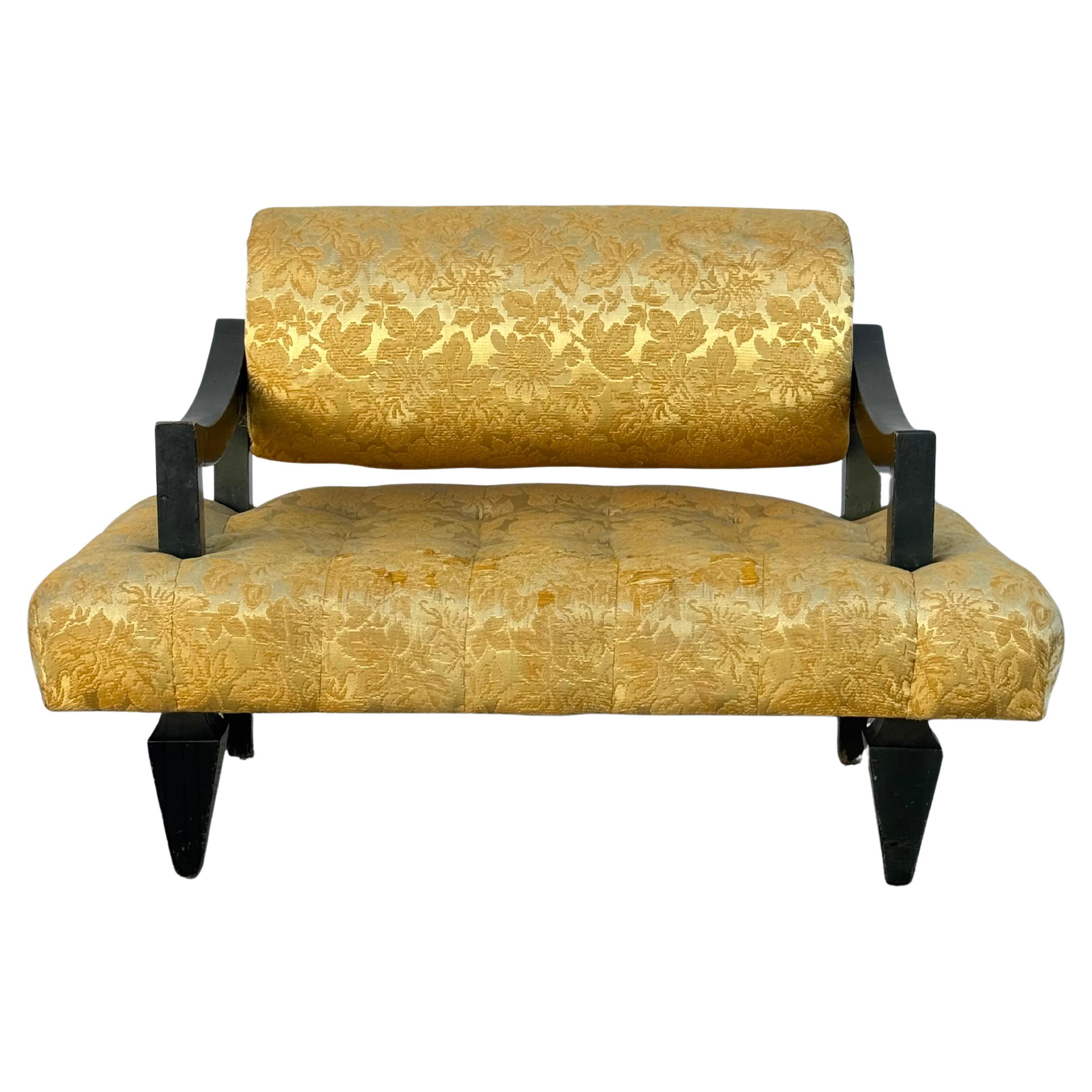 Rare 1948 James Mont Designed Wide Tufted Seat Lounge Chair Oval Back Cushion For Sale
