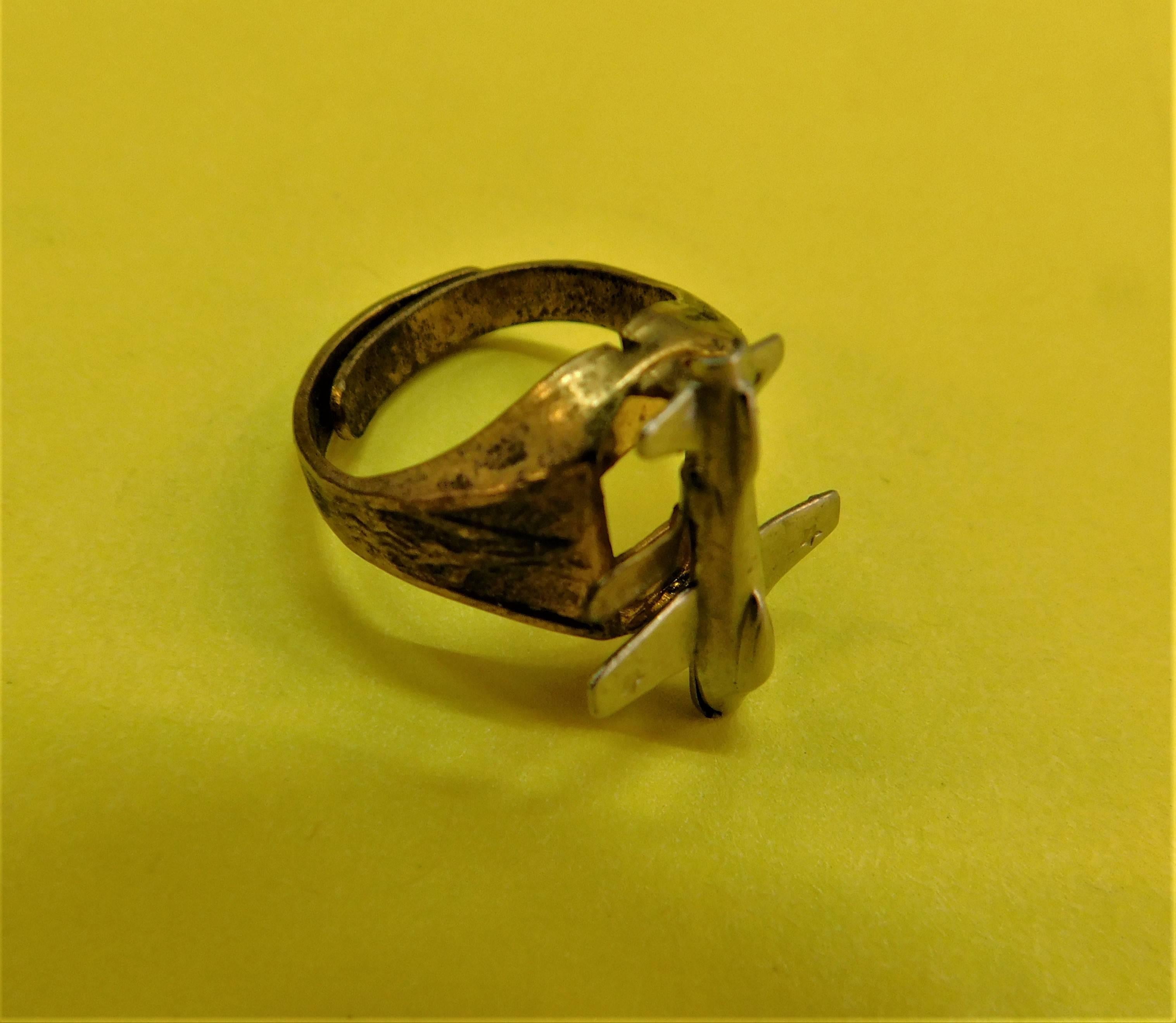 Rare 1948 Kellogg's Pep Cereal Ring F-87 Jet Fighter Plane 24-Karat Gold Plate 1