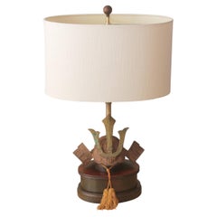 Rare 1950 Paul Hanson Lamp Japanese Iron Samurai Helmet All Original MCM Brass