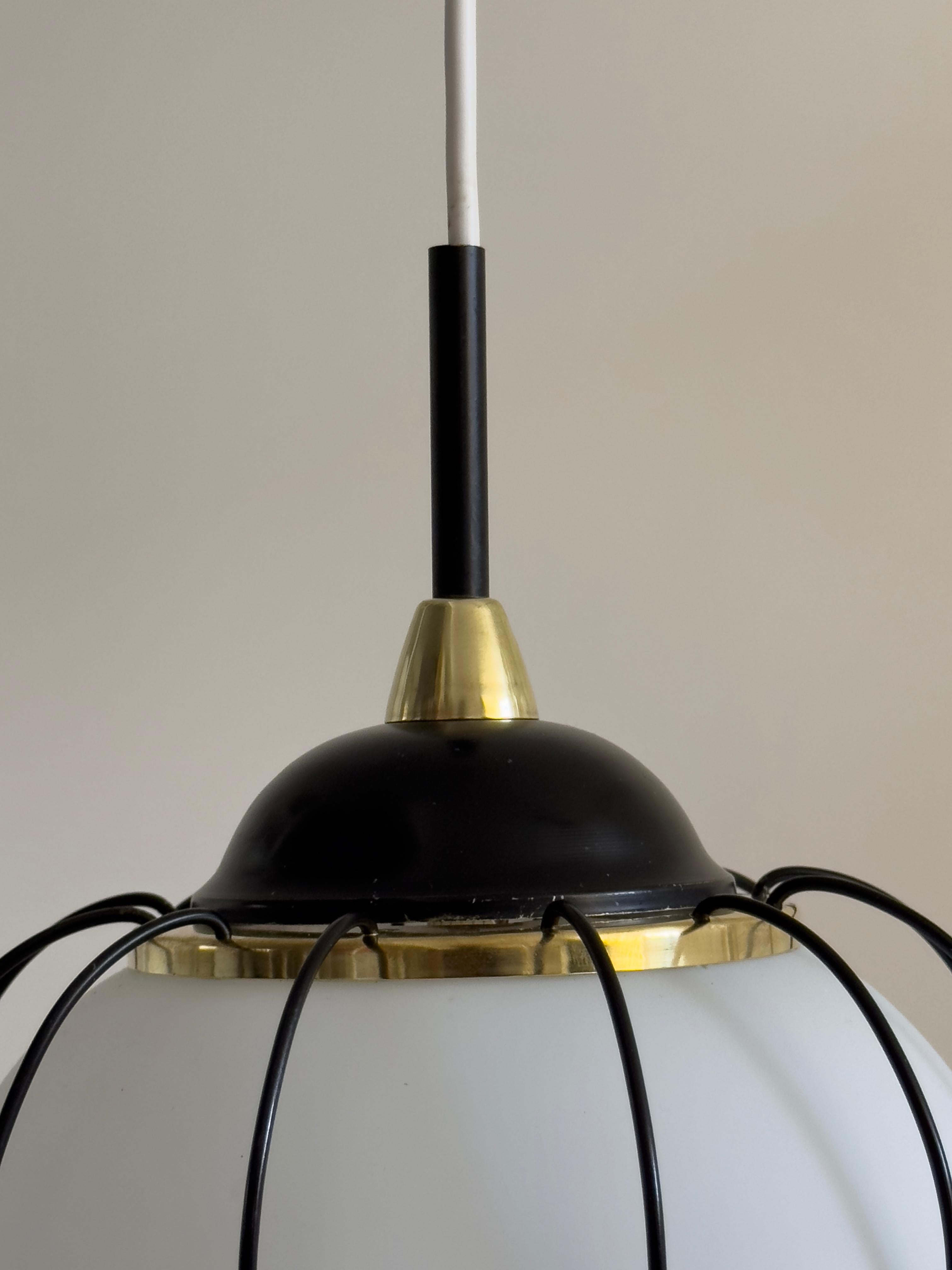 Rare 1950s/60s Italian ceiling lamp in the style of Angelo Lelli and Stilnovo For Sale 5