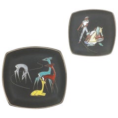 Rare 1950s Abstract German Ceramic Wall Objects Made by Ruscha, Germany