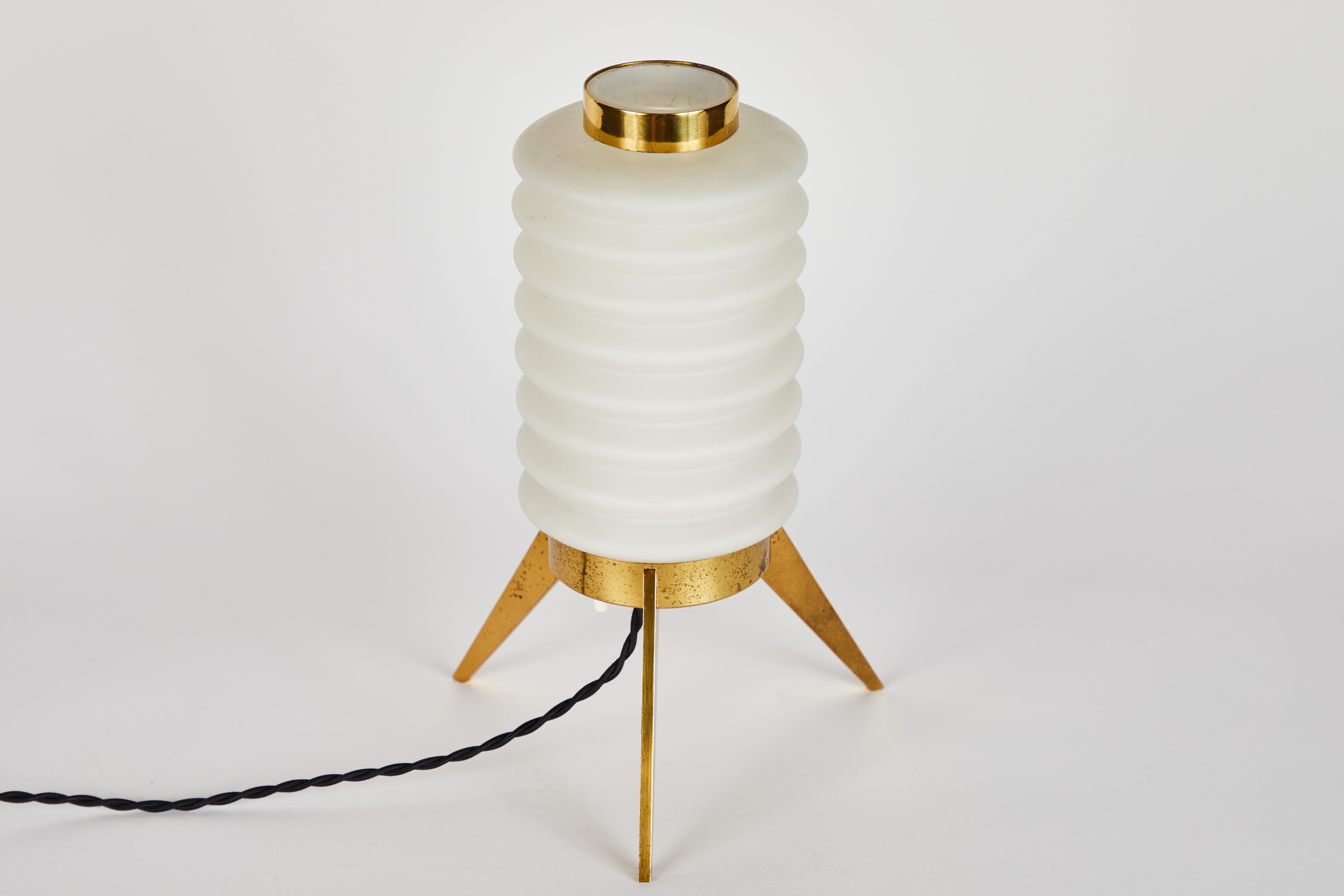 Rare 1950s Angelo Lelli Glass and Brass Tripod Table Lamp for Arredoluce 6