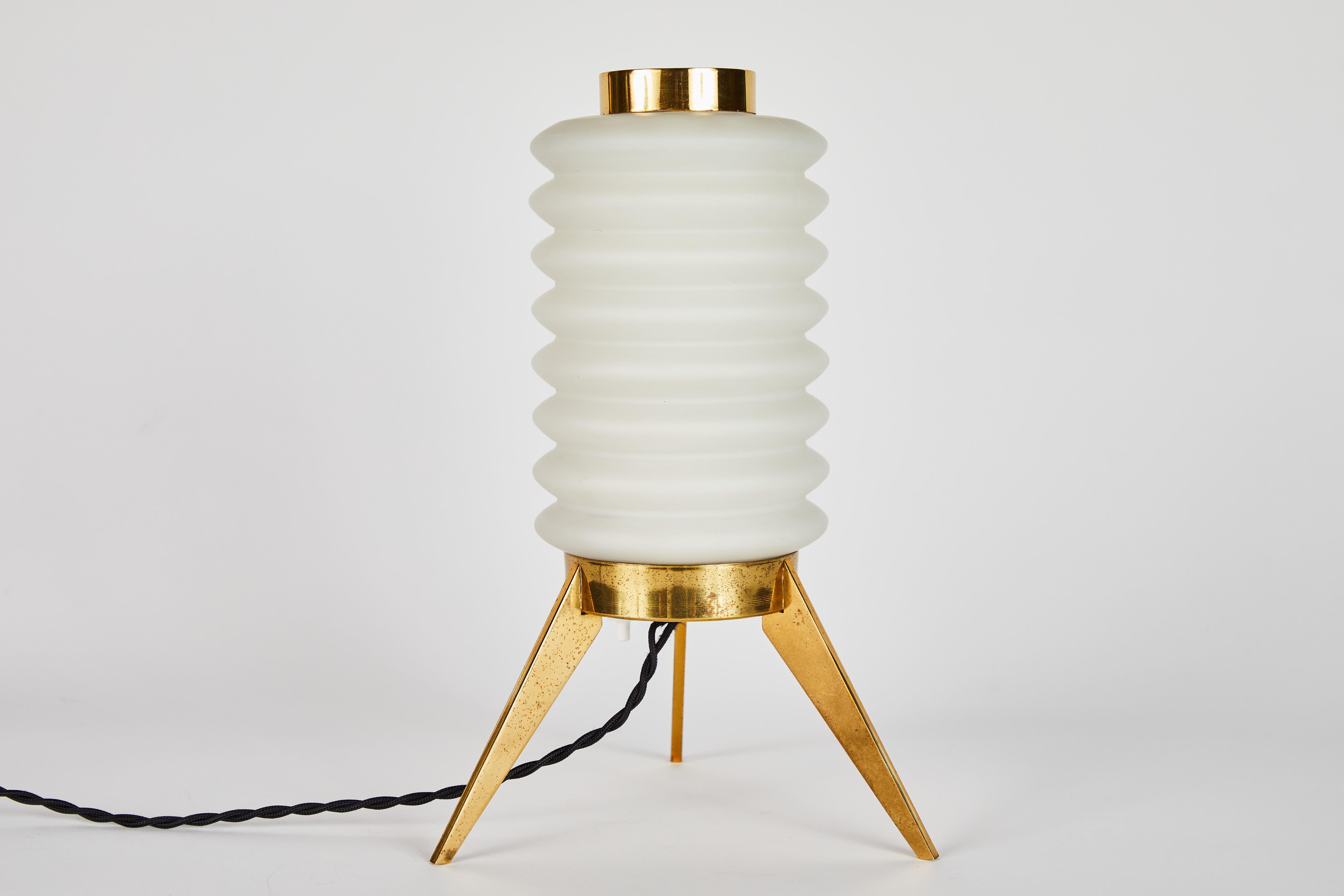 Rare 1950s Angelo Lelli Glass and Brass Tripod Table Lamp for Arredoluce 8