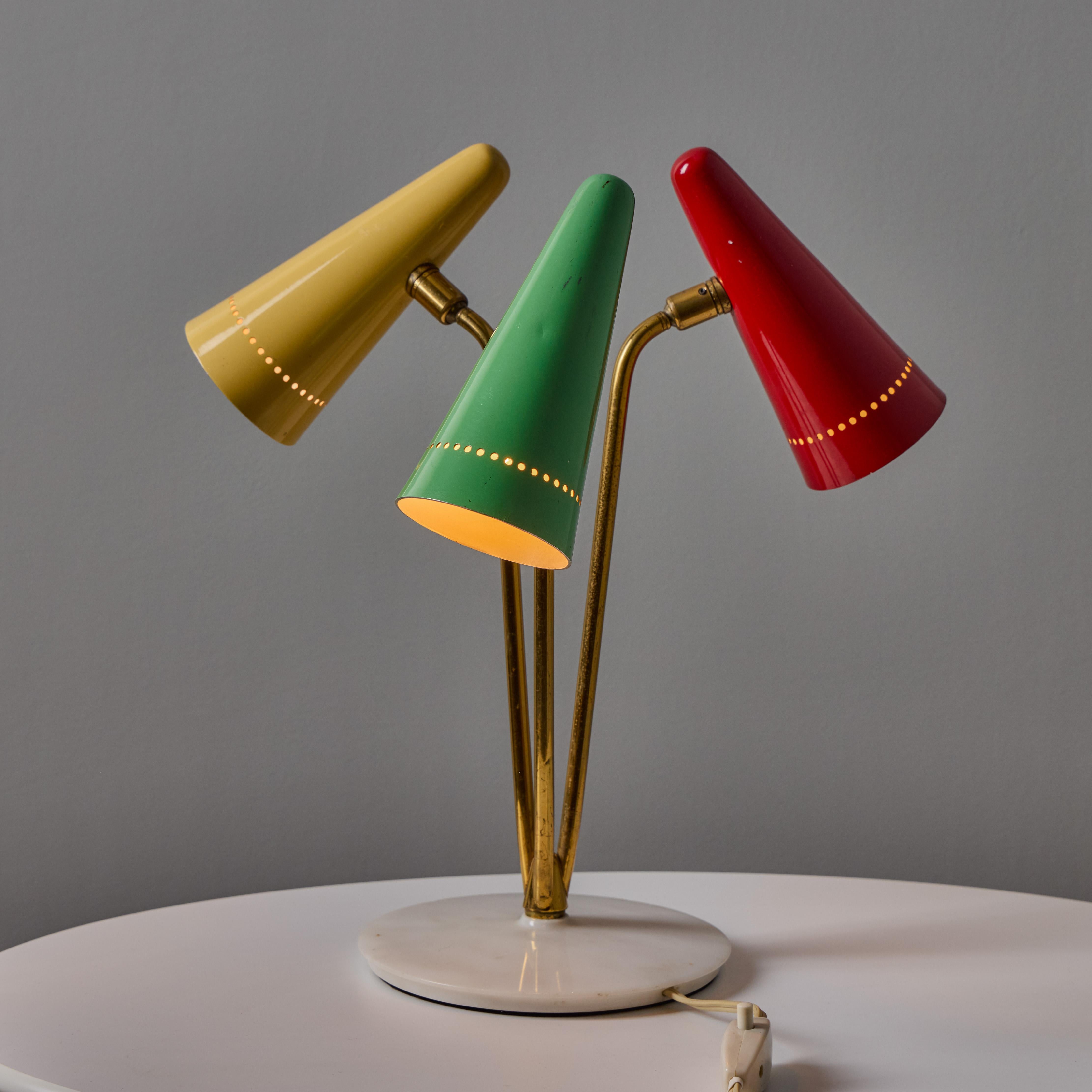 Rara lampada da tavolo a 3 paralumi multicolore di Angelo Ostuni del 1950 per O-Luce in vendita 4