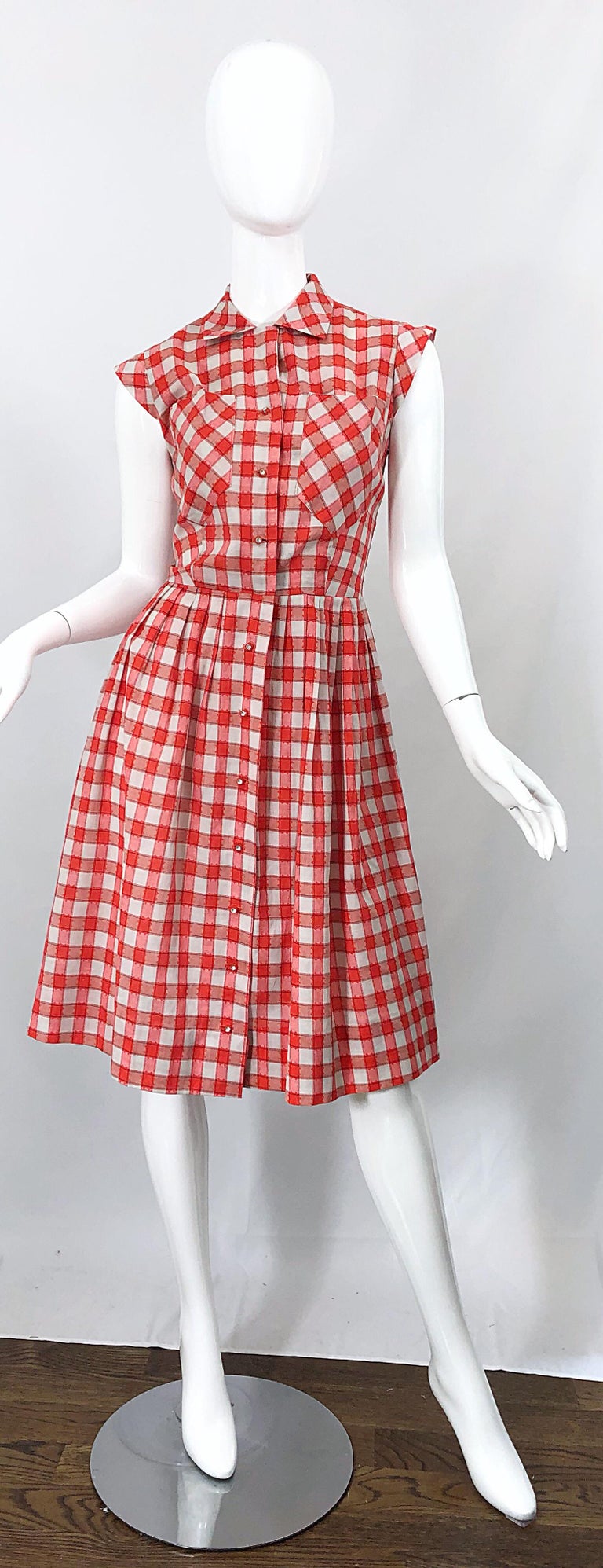 Rare 1950s Ann Taylor Red + White Checkered Rhinestone Vintage 50s Cotton  Dress For Sale at 1stDibs | red and white checked dress, vintage ann taylor,  ann taylor dresses