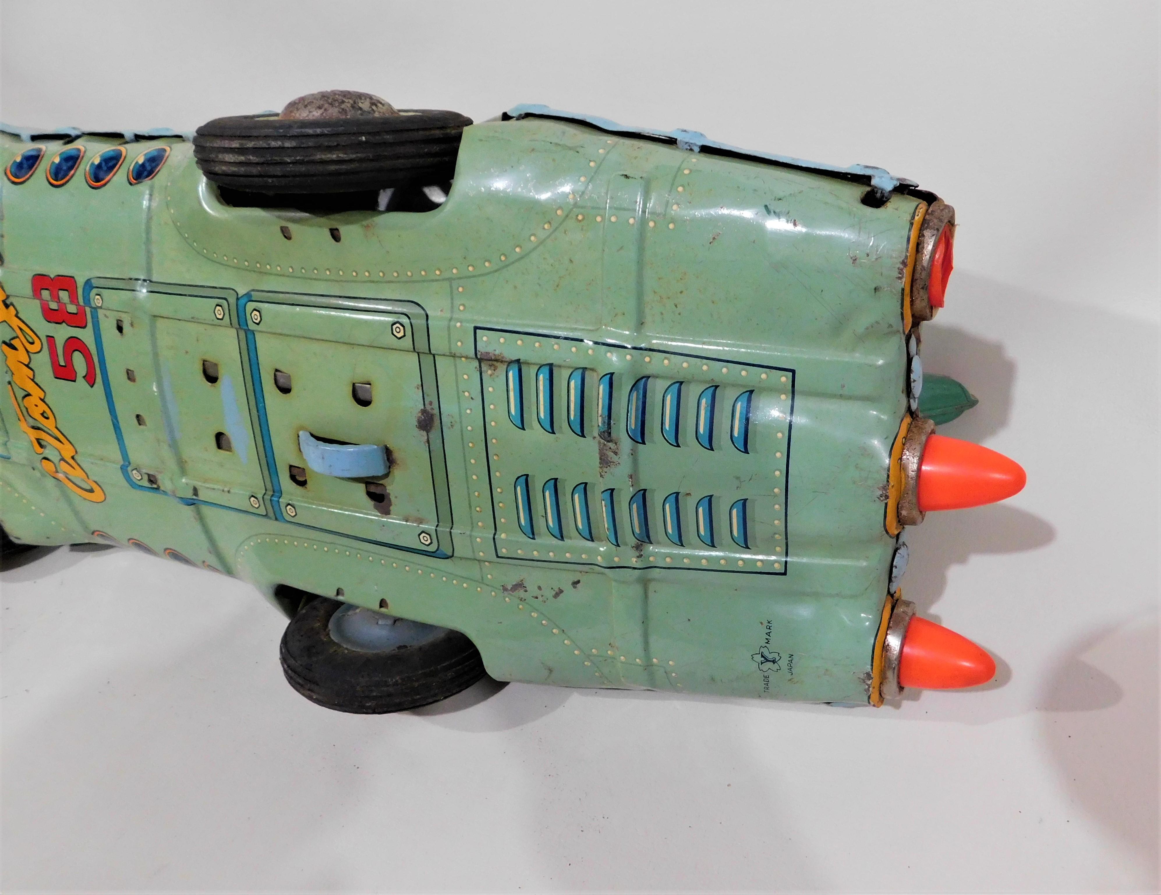 Rare 1950s Atom Jet #58 Tin Litho Friction Race Car Space Toy Yonezawa Japan 9