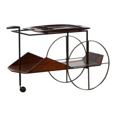 1950s Brown Jacaranda Wood Bar Cart by Jorge Zalszupin 'C'