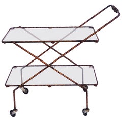 Retro Rare 1950s Brutalist Iron Bar Cart