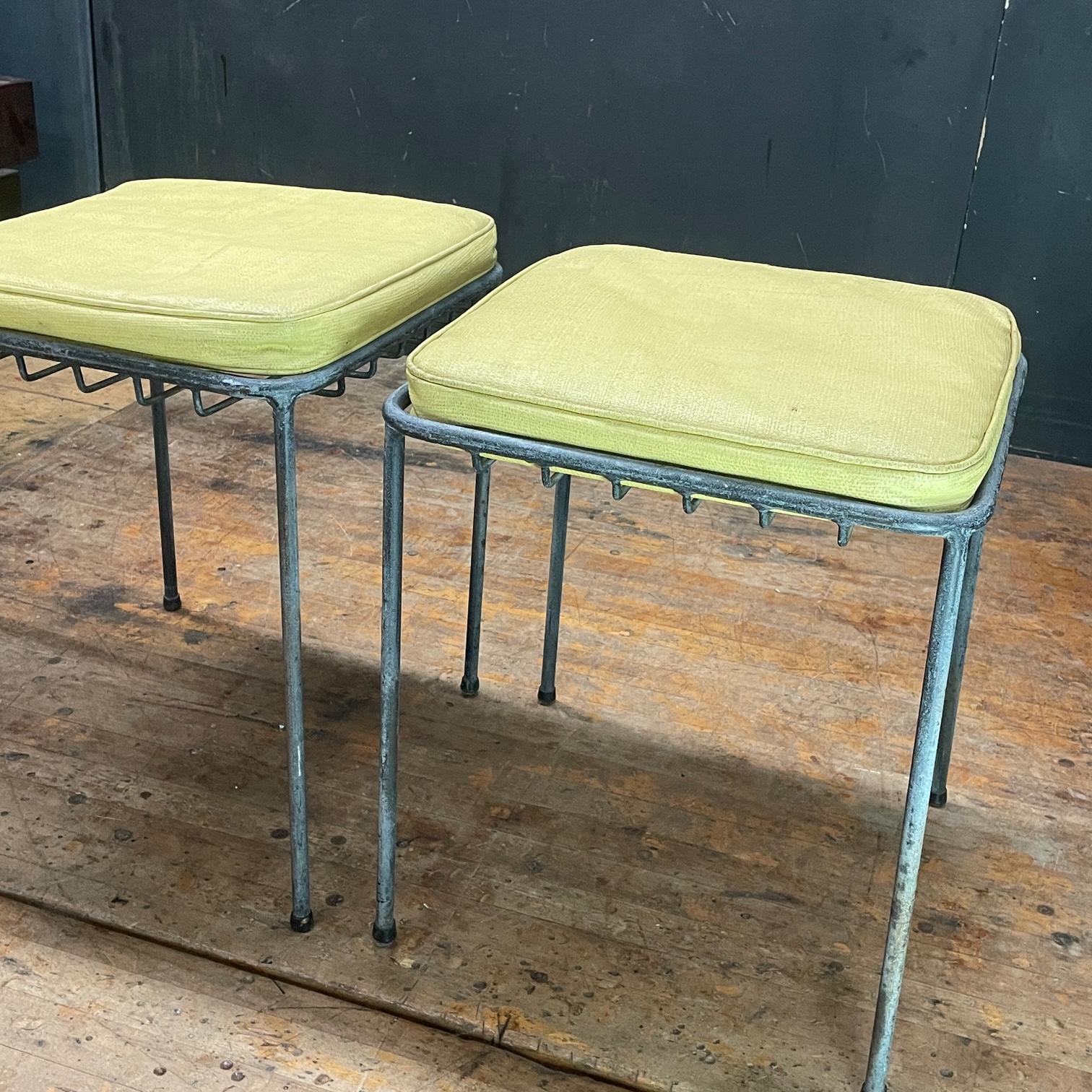 American Rare 1950s California Modern George Nelson Arbuck Outdoor Iron Stools / Tables  For Sale