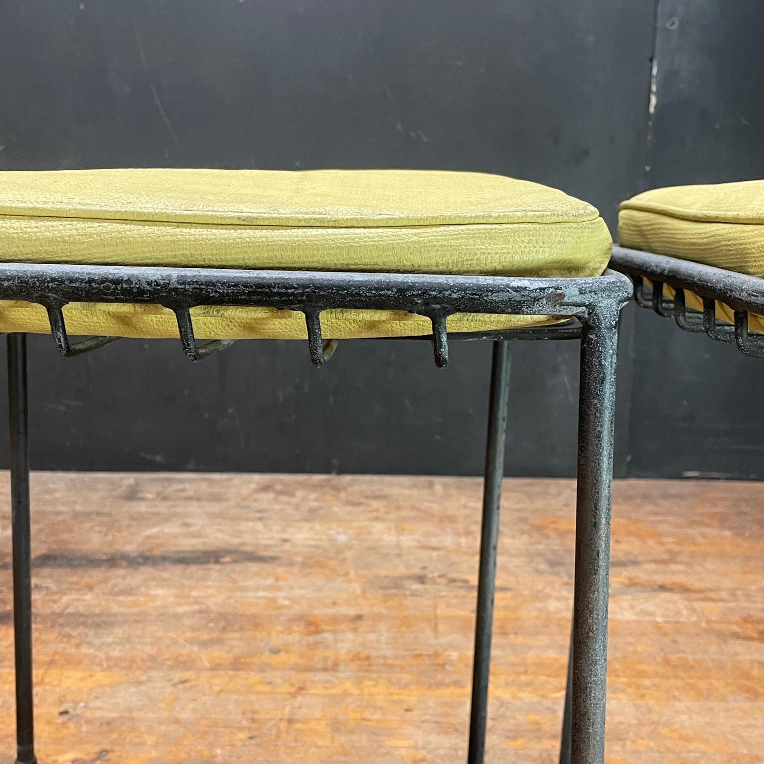 Rare 1950s California Modern George Nelson Arbuck Outdoor Iron Stools / Tables  In Distressed Condition For Sale In Hyattsville, MD