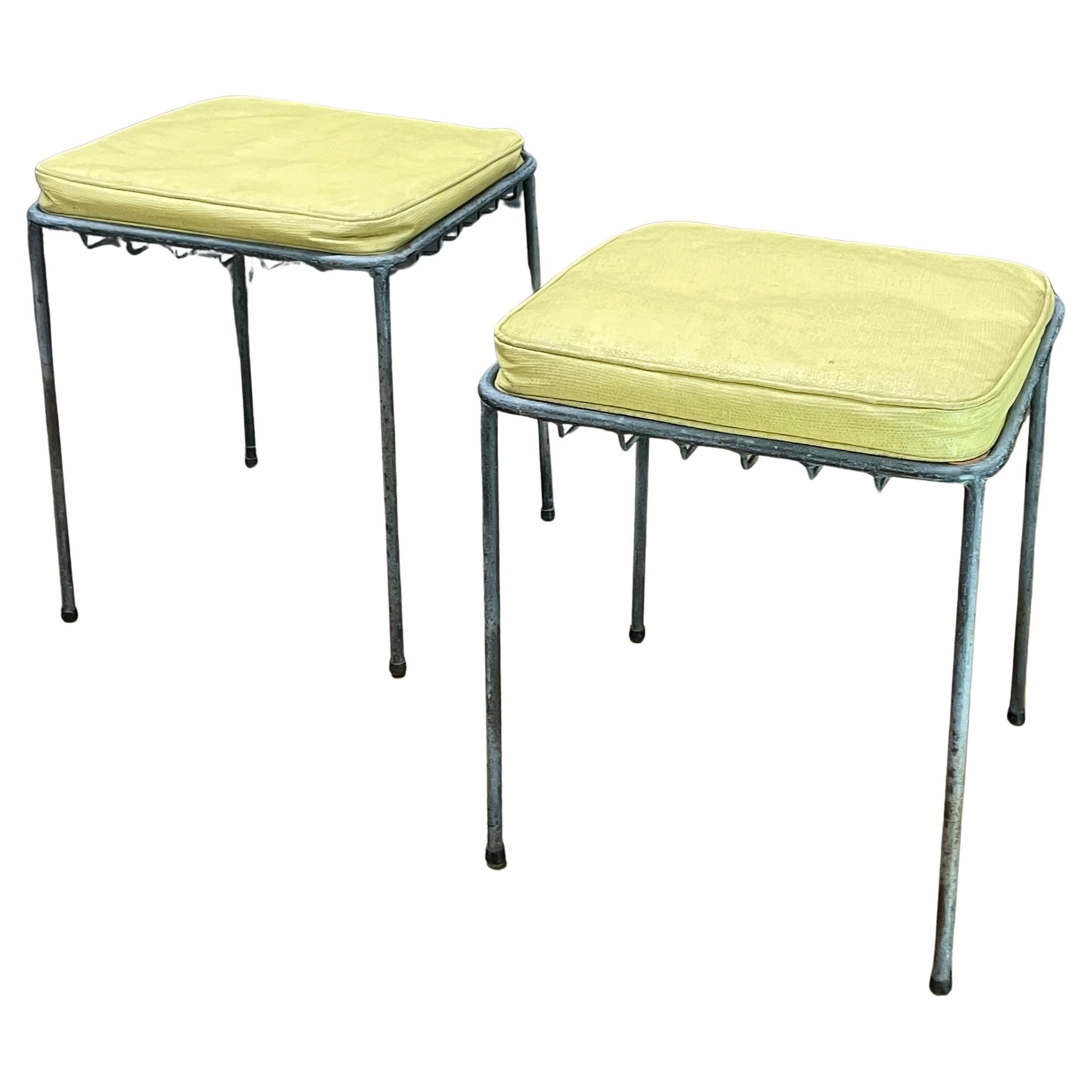 Rare 1950s California Modern George Nelson Arbuck Outdoor Iron Stools / Tables  For Sale