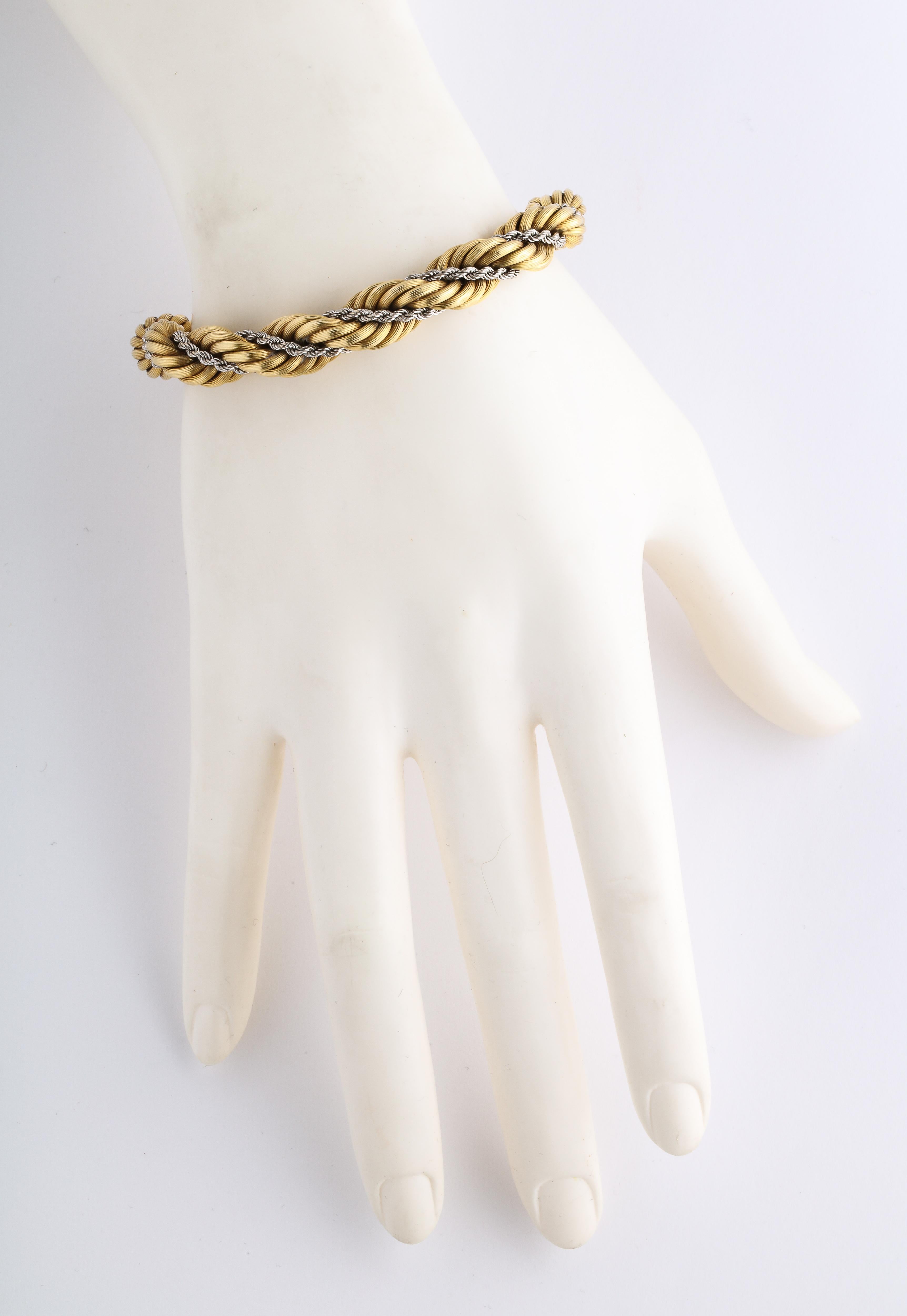  1960s Cartier Two-Tone Gold Rope Twist Chain Bracelet with Box 1