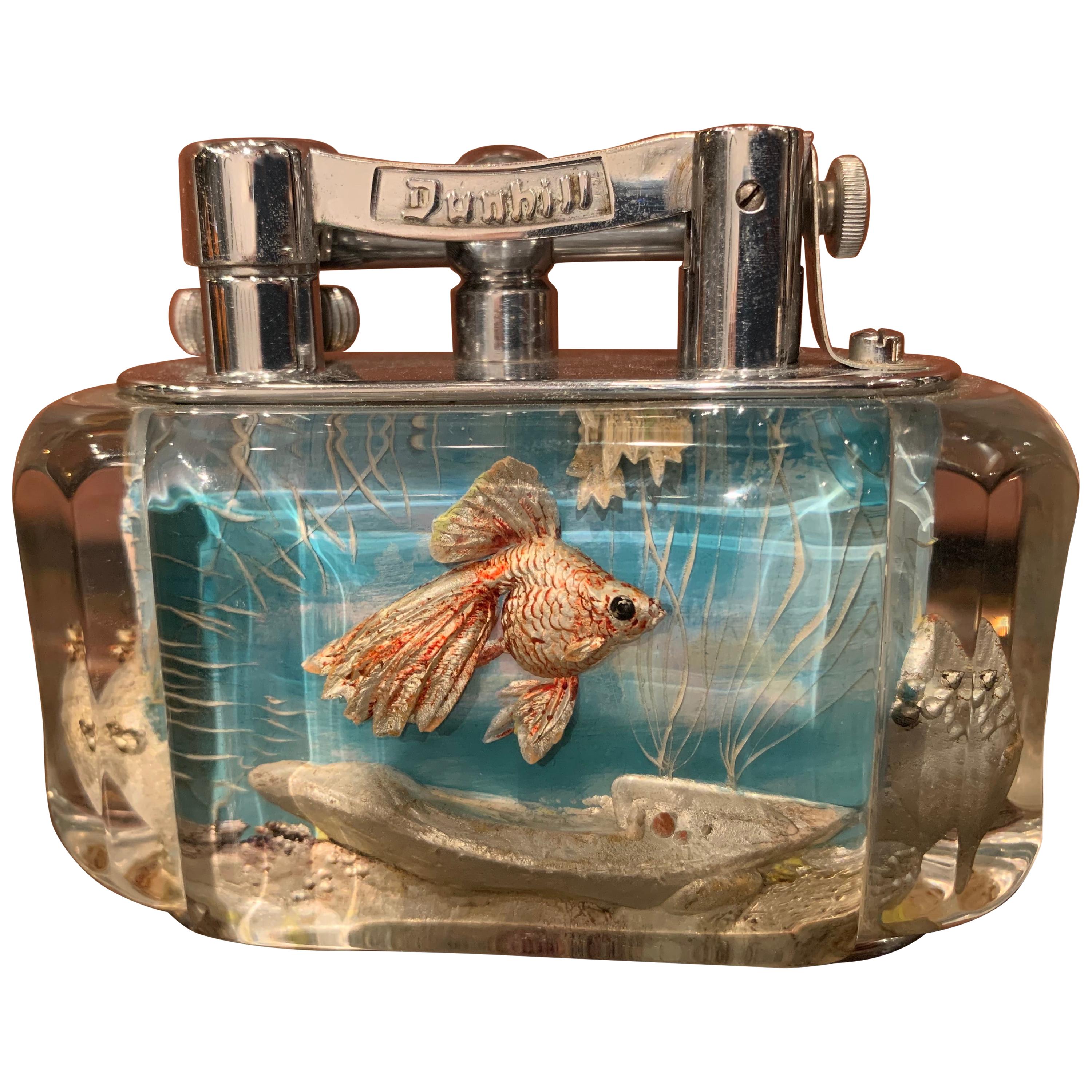 Rare 1950s Dunhill Aquarium Half-Giant Lighter, Chrome Plated, Made in England