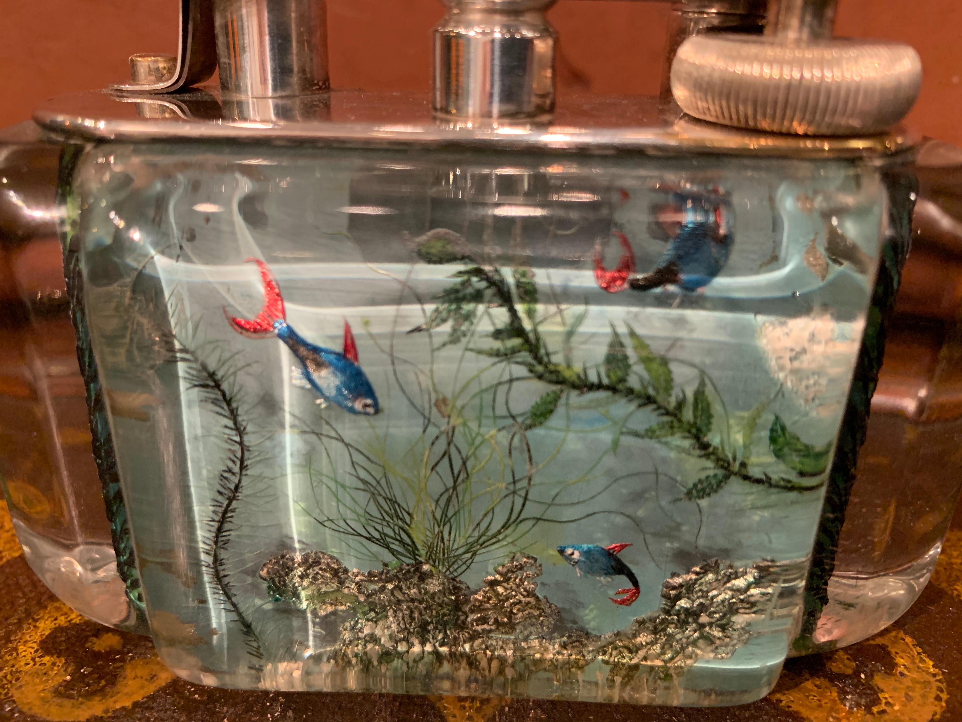 Rare 1950s Dunhill Aquarium Half-Giant Lighter, Silver Plated, Made in England 2