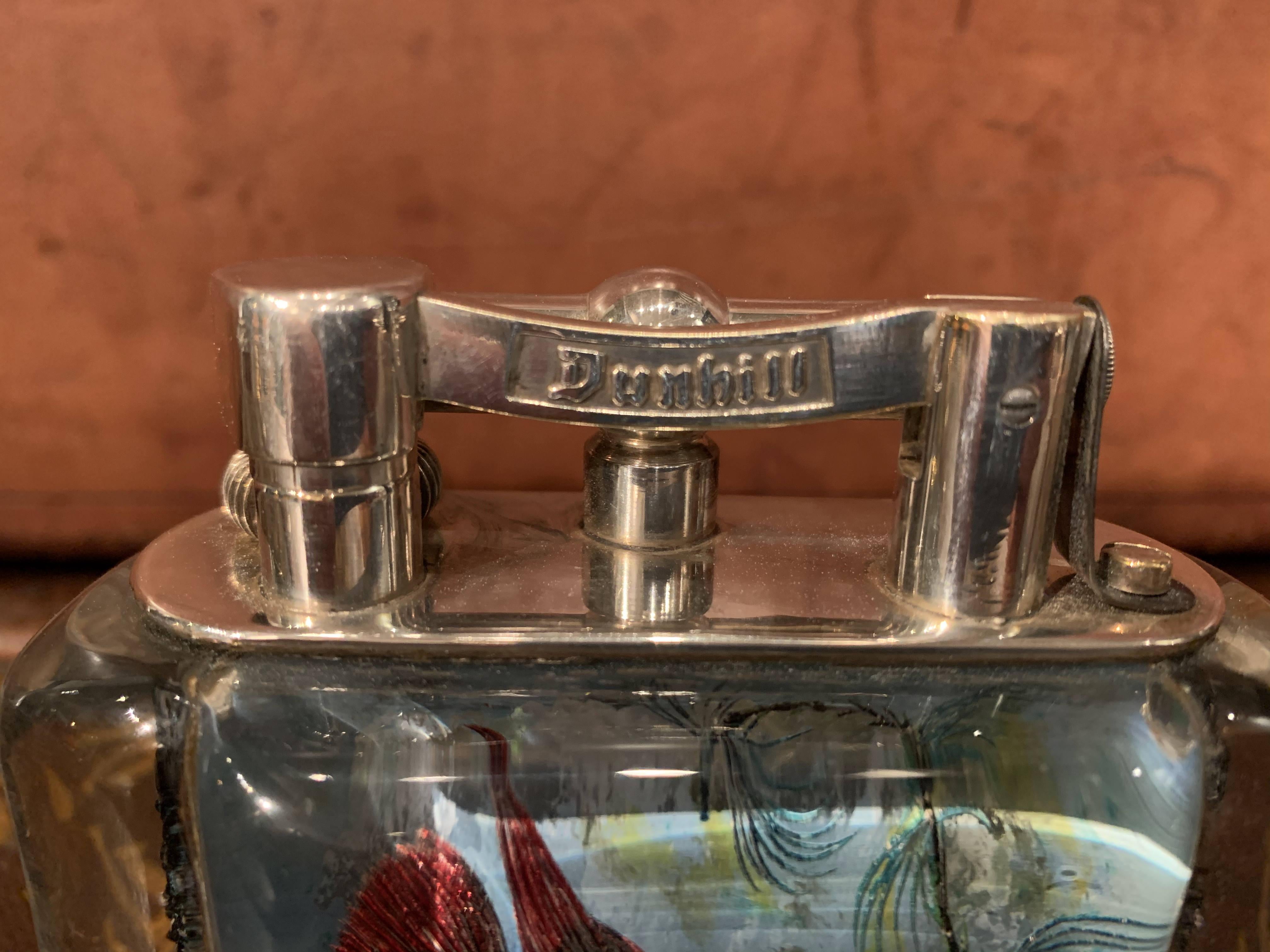 Mid-Century Modern Rare briquet aquarium demi-aquarium Dunhill des années 1950, plaqué argent, fabriqué en Angleterre en vente