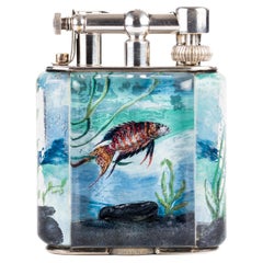 Rare briquet de service aquarium Dunhill des années 1950, plaqué chrome, fabriqué en Angleterre