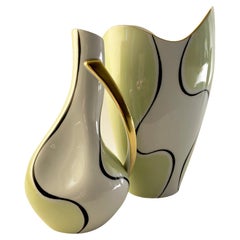 Rare paire de vases Hertel Jacob en porcelaine de Bavière Allemagne moderniste des années 1950