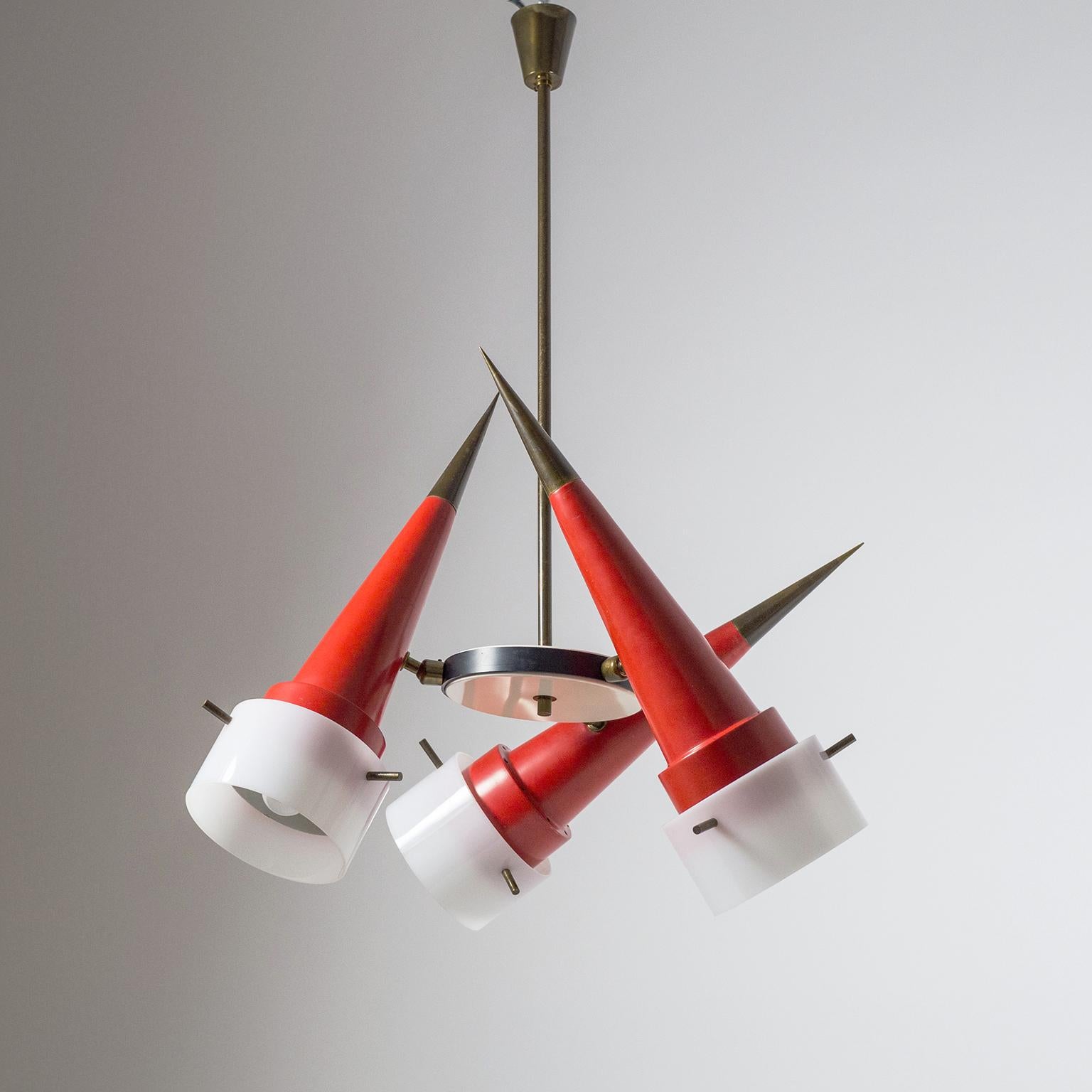 Exceptional, one of a kind, Italian chandelier by Angelo Brotto, 1950s. Three oversize 