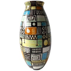 Rare 1950s Italian Modernist Aldo Londi Bitossi Hand Decorated Vase