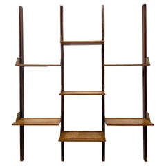 Rare 1950's Italian Walnut & Brass Three-Section Shelving System