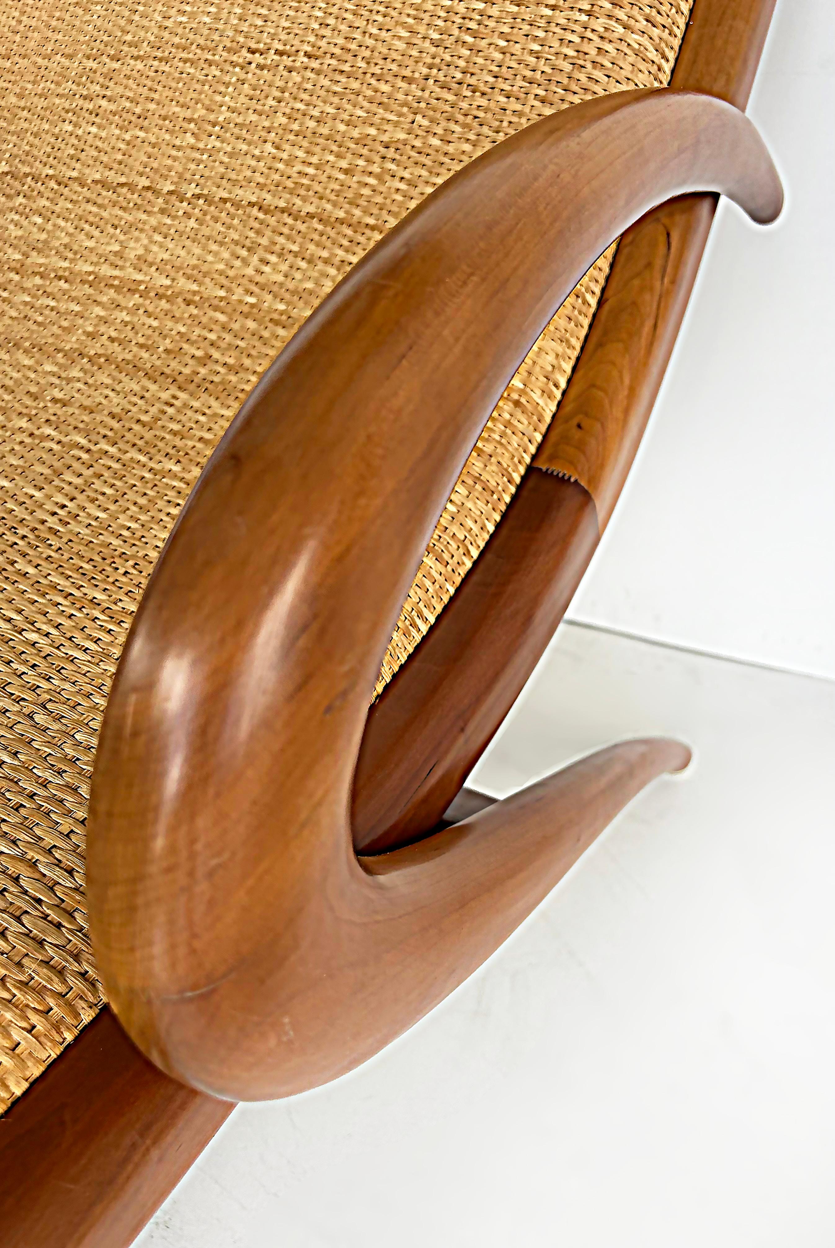 Rara Chaise Longue John Graz de los años 50, rafia tejida insertada en venta 2